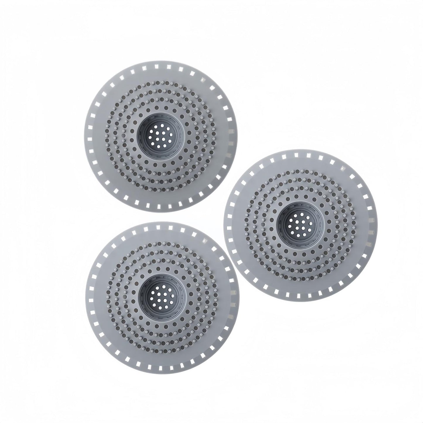 Silicone Hair Catcher, 3-Pack Shower Drain Cover with Suction Cups, Sink Strainer for Kitchen & Bathroom