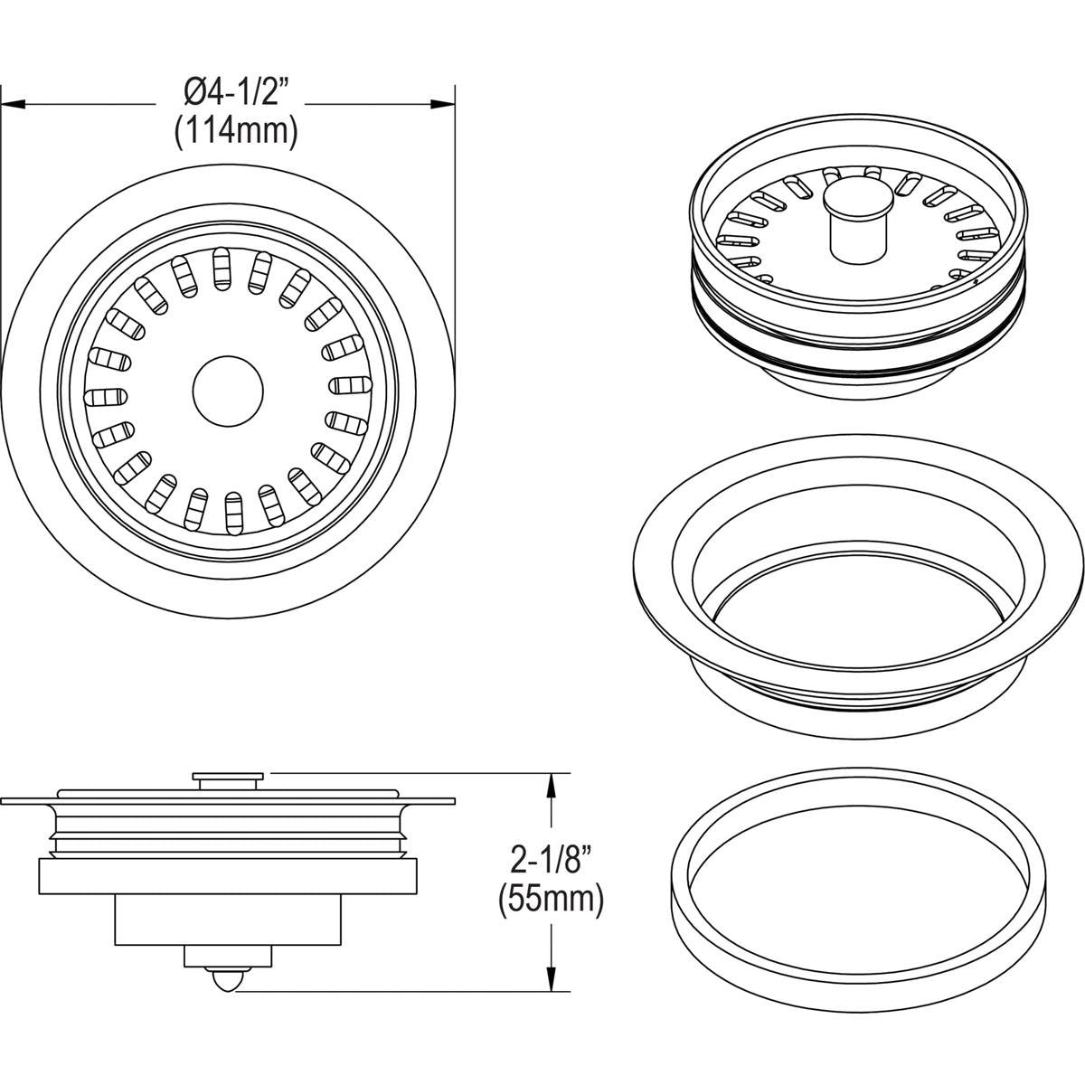 Elkay LKQD35CA Basket Strainer, Caviar, LKQD35