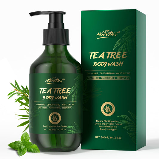 Tea Tree Body Wash, Tea Tree Shower Gel with Peppermint Oil and Coconut Oil, Improve Skin Fungus, Skin Itchy, Jock Itch, Athletes Foot, Eczema & Body
