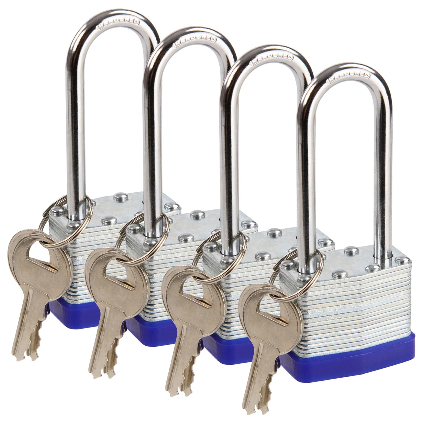 SEPOX? 4Pack Heavy Duty Padlock Keyed Alike, 40MM Laminated Steel Lock Body, 60MM Extra Long Shackle, Ideal for Gym Locker, Sheds, Gate, Warehouse,