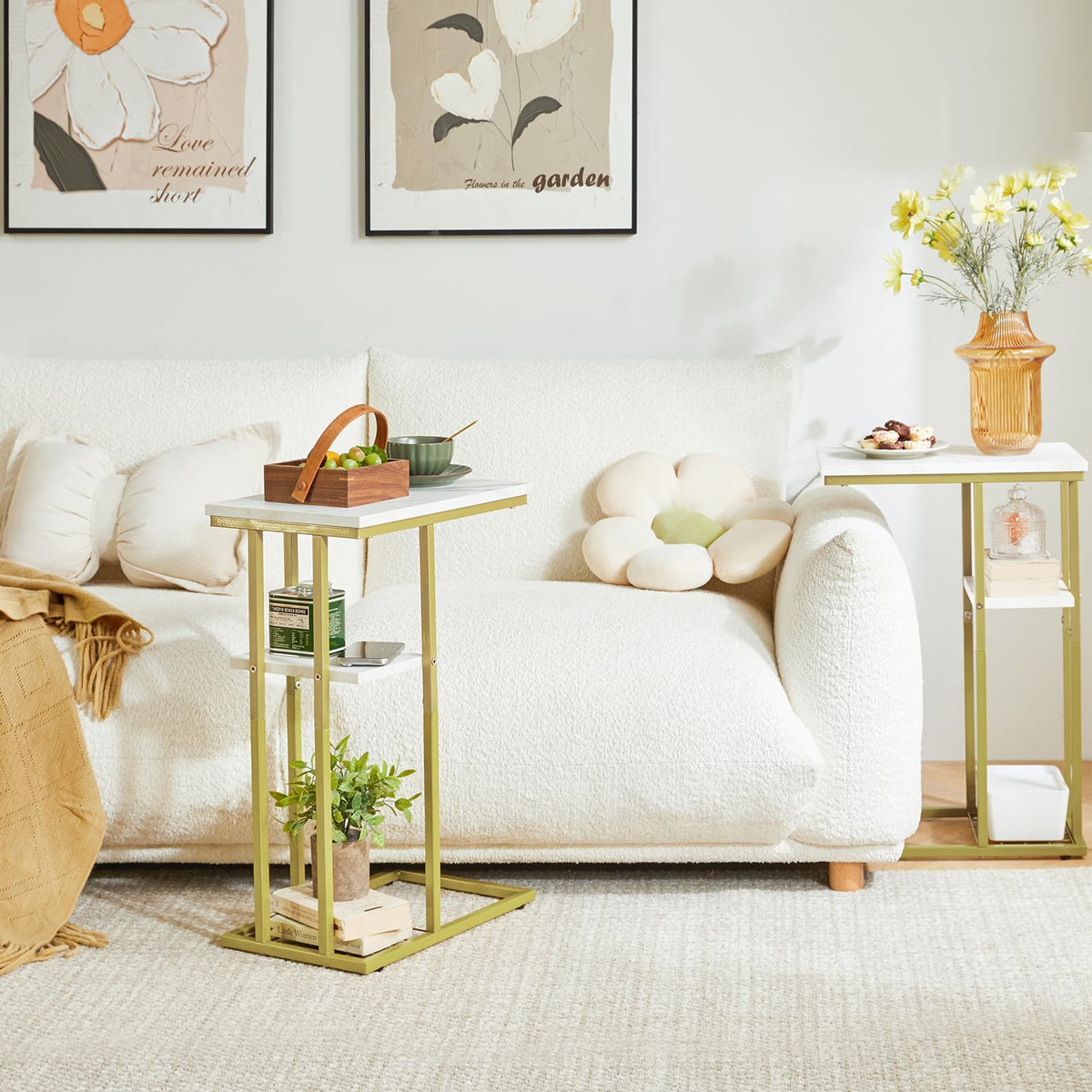 YMYNY C-Shaped End Table Set of 2, Side Table for Sofa and Bed, Coffee Table for Small Spaces, Living Room, Bedroom