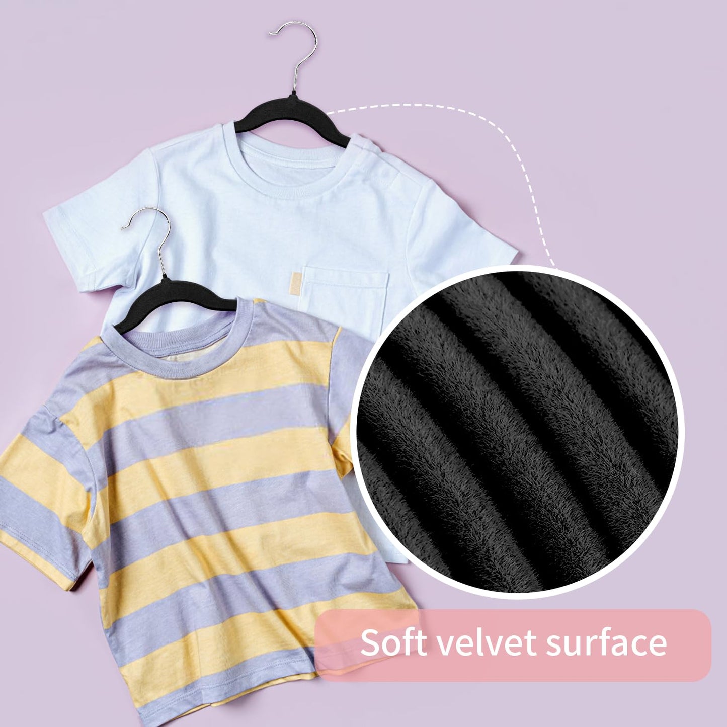 MangoKit Black Kids Velvet Hangers Felt Children's Coat Hangers 32 Pack