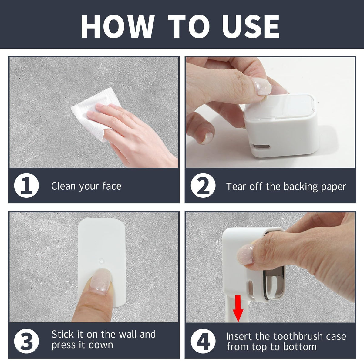 4Pcs Toothbrush Holder Wall Mounted Toothbrush Head Holder Cover Durable Dust Free Organizer for Adults Kids Space Saving Bathroom Accessory