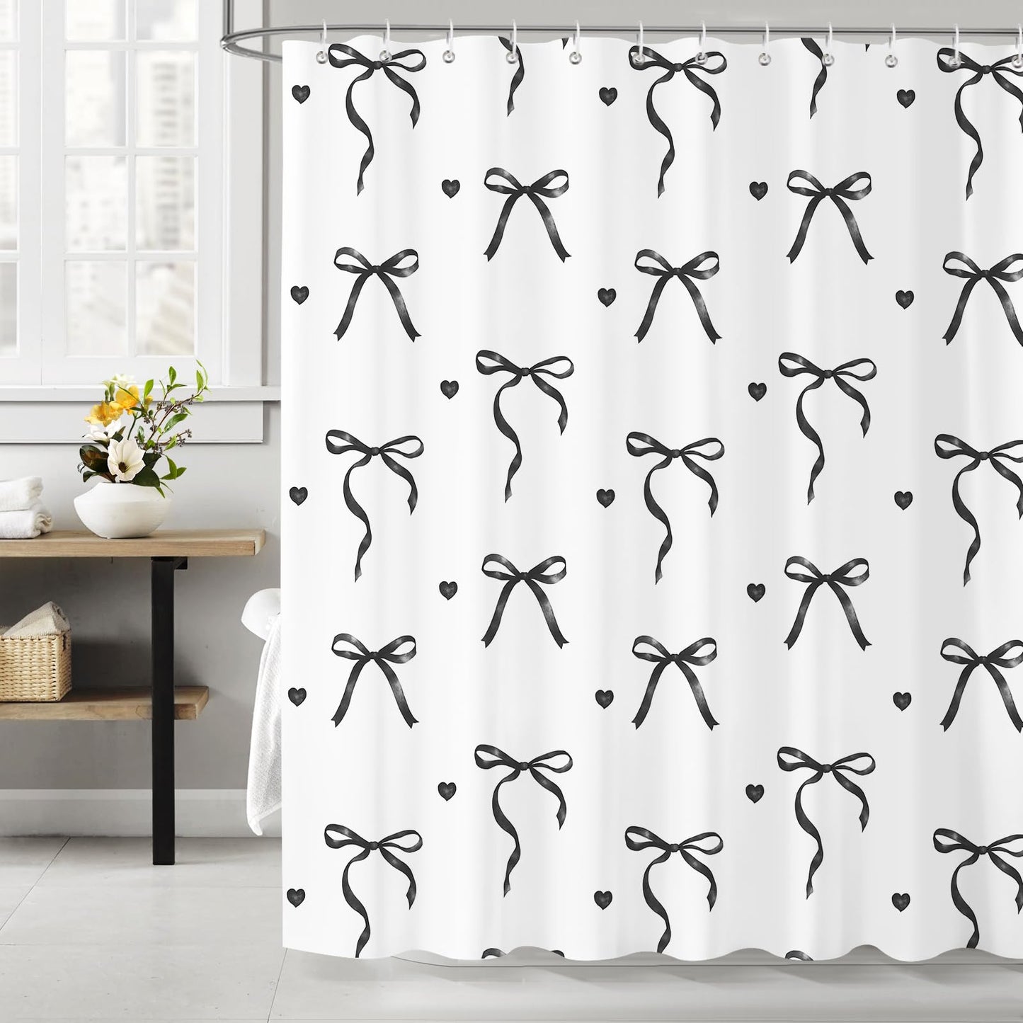 Dazzlewall Bow Shower Curtain for Bathroom Mould & Mildew Resistant