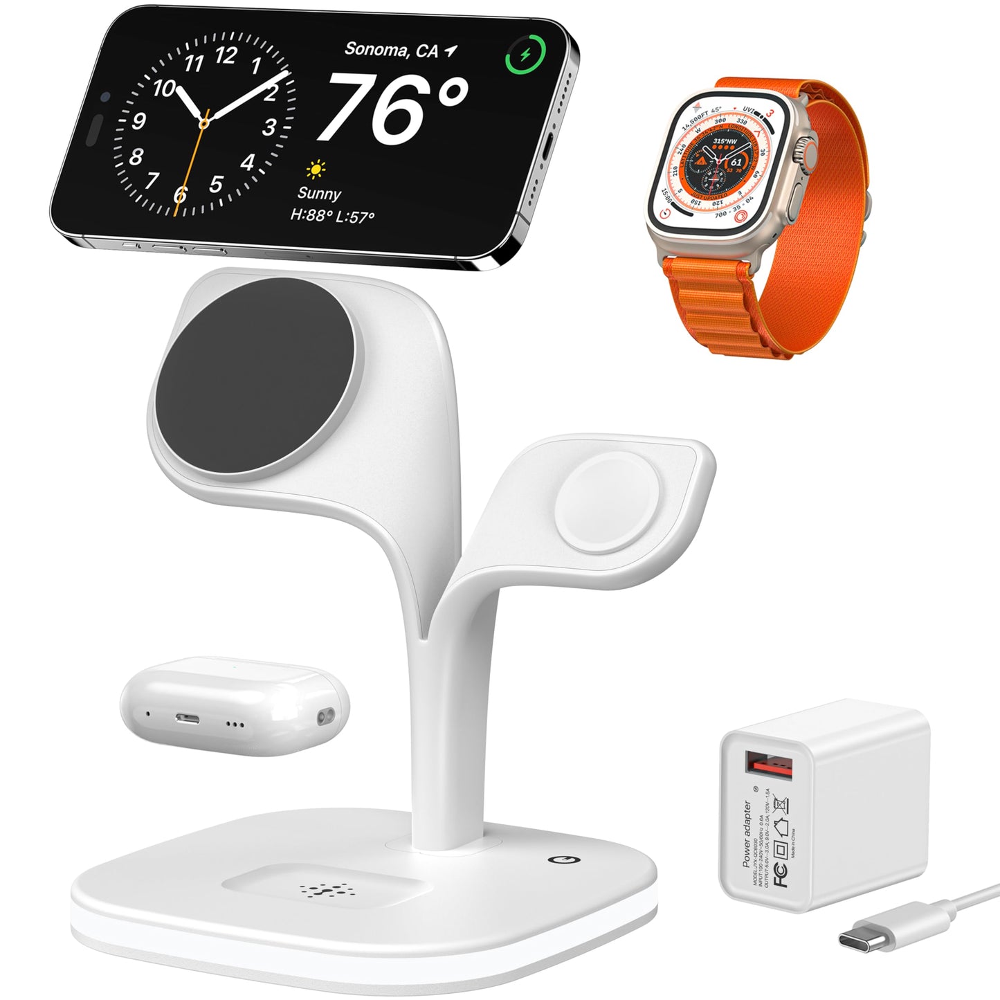 EXW Magnetic Wireless Charging Station,3 in 1 Mag-Safe Charger Stand for iPhone Air/17/16/15/14/13/12/Pro/Pro Max/Mini,Fast Charging Station for Apple