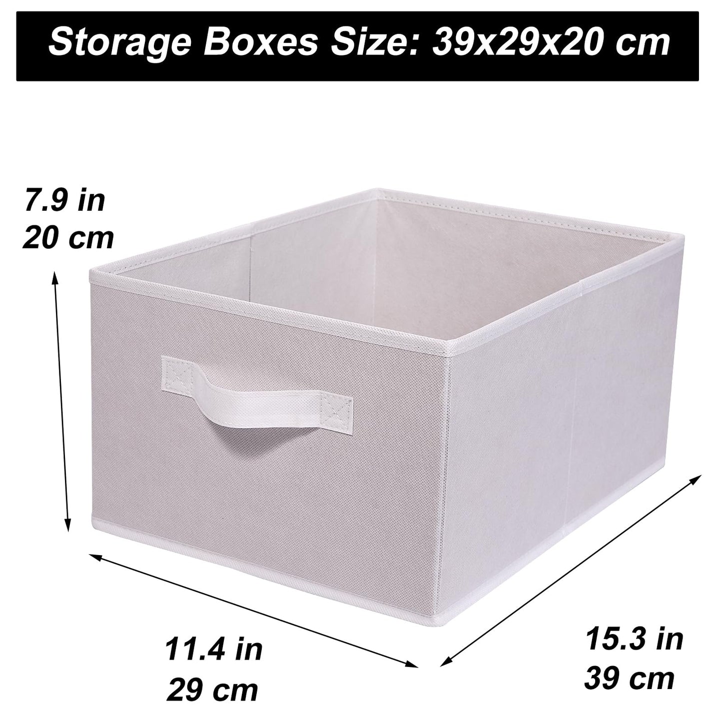 JAKAGO Foldable Wardrobe Fabric Storage Boxes 4 Pack, 39 x 29 x 20 cm