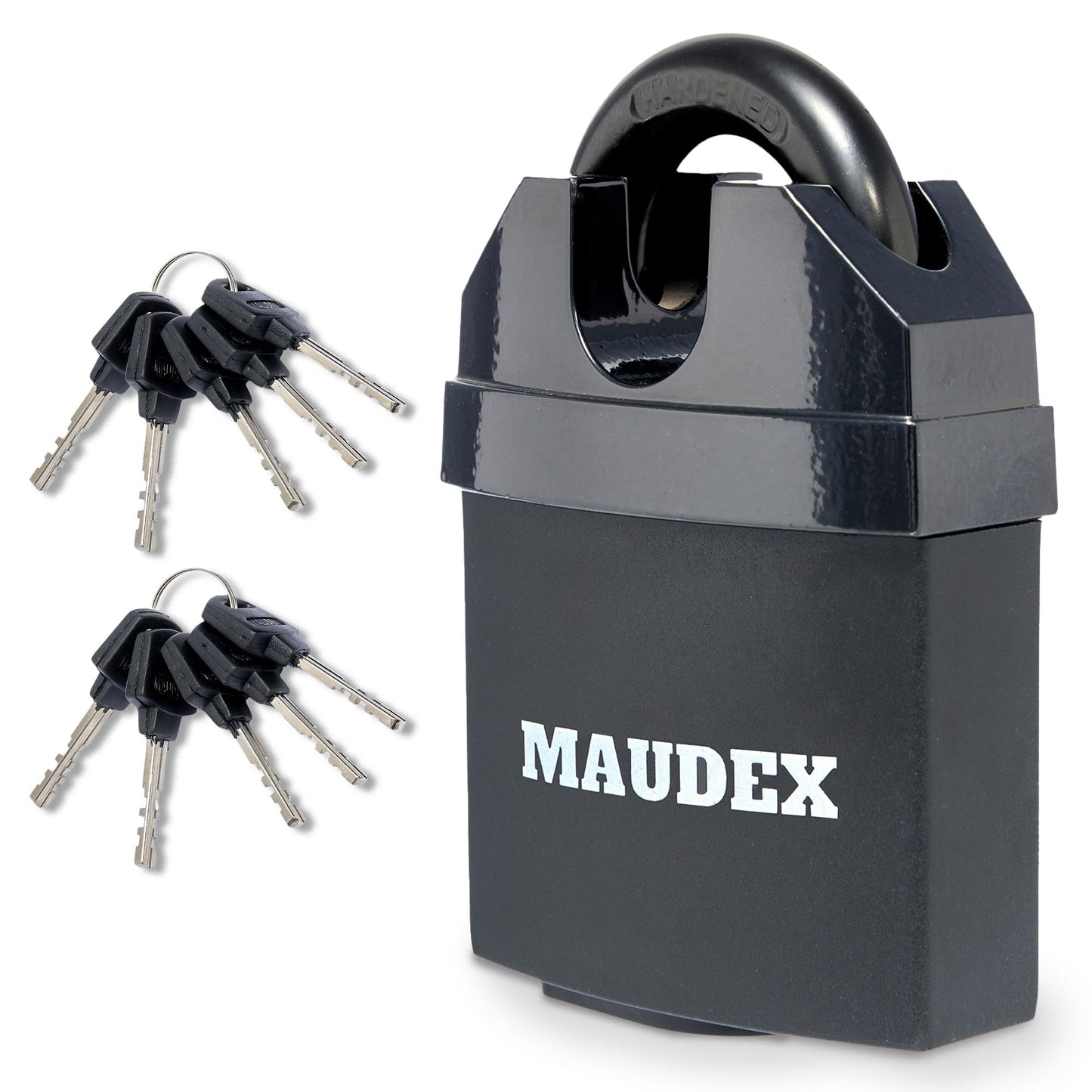 Maudex? MDL60 Heavy Duty Padlock with 10 Keys - [Anti Drill, Anti Pick Cylinder] - [Closed Shackle] - Outdoor Padlock for Shed, Gate, Garage,
