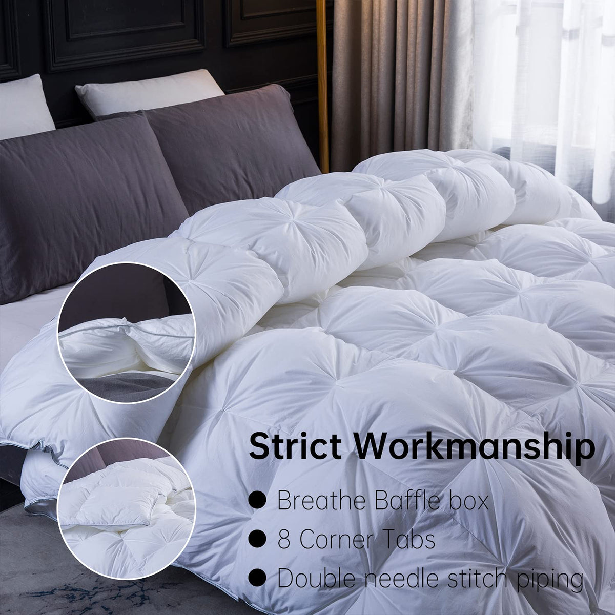 Three Geese Super King Size Duvet 7.5Tog,Goose Feather Down Duvet Ideal for Spring and Summer, 100% Organic Cotton Cover, Double Quilt Bed Comforter