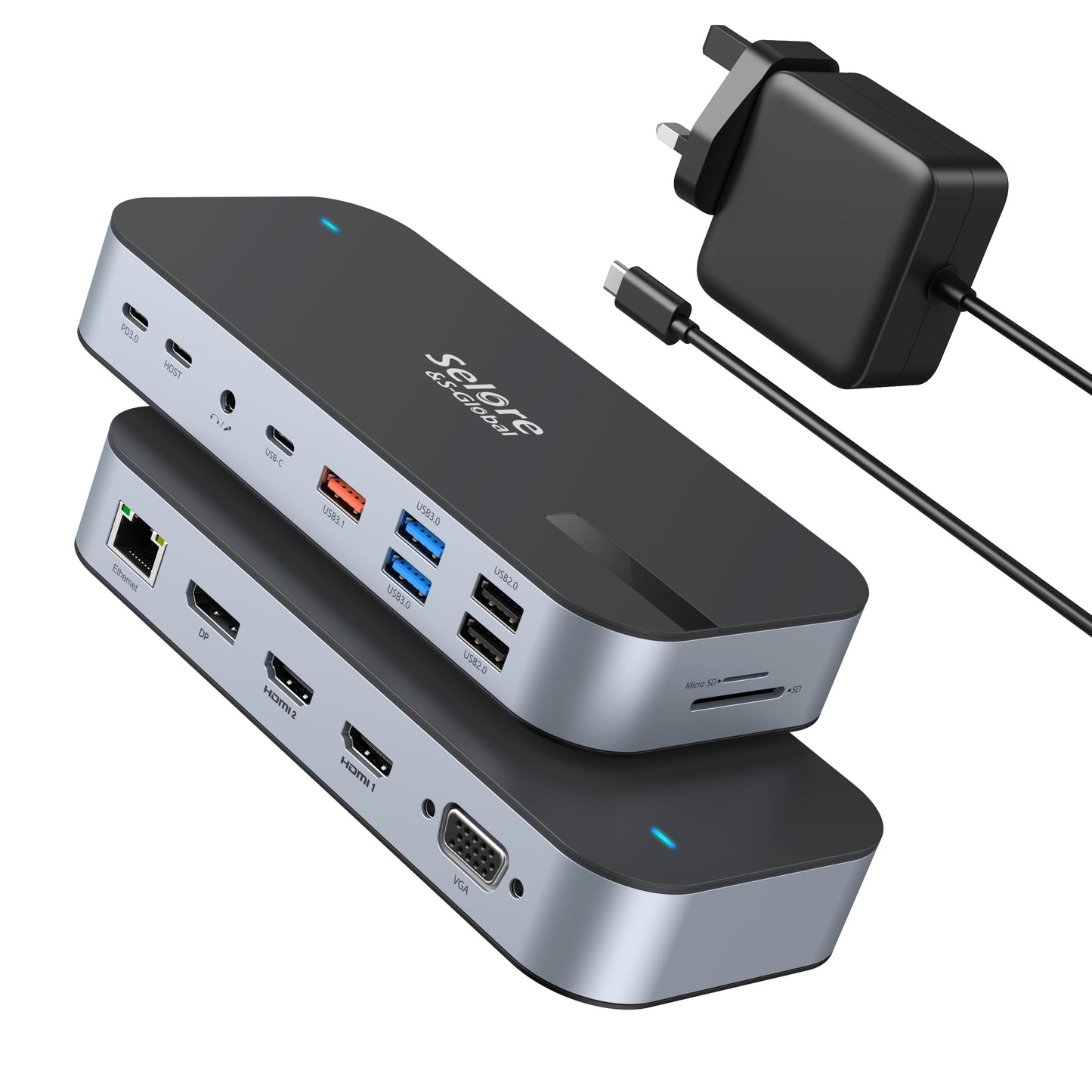 USB C Docking station with 65W Power Adapter, 16 in 1 USB C Dock Quad Monitor Dual HDMI DisplayPort VGA Laptop Docking Station with 2 HDMI, USB A&C