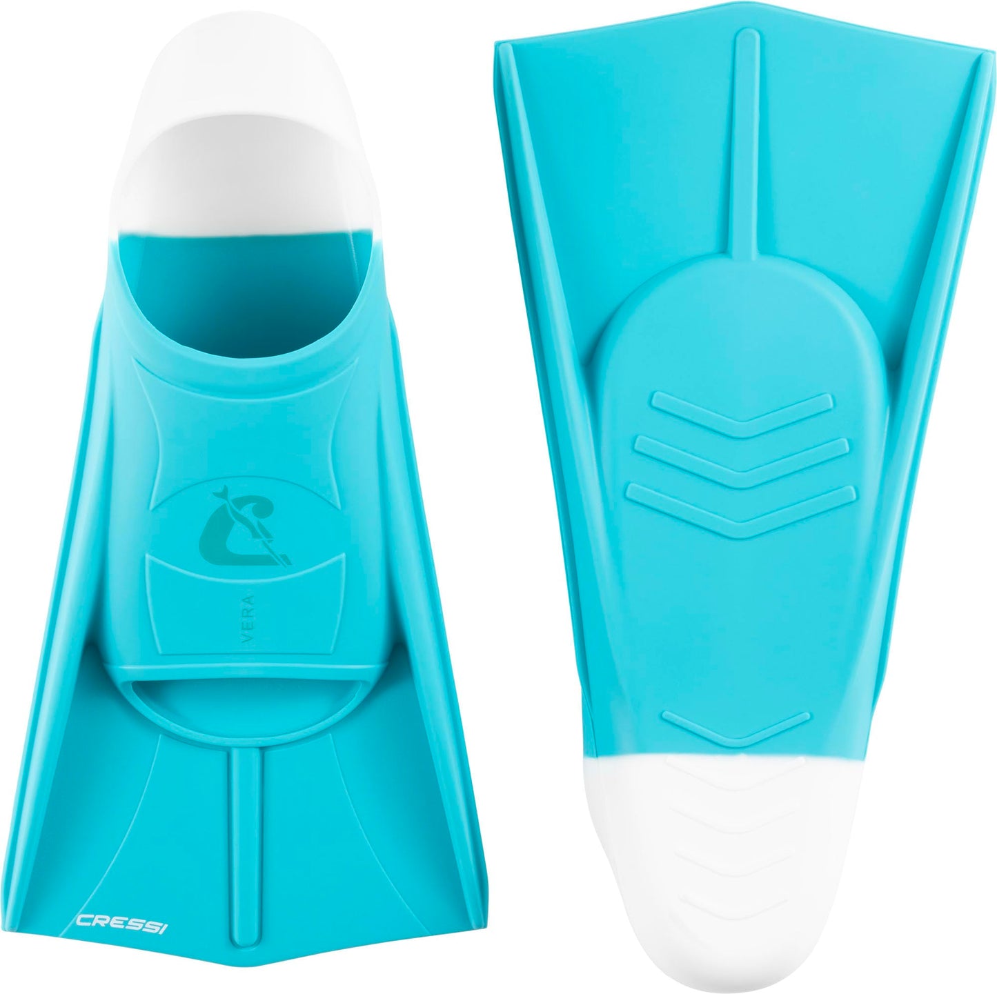 CRESSI Vera Fins Aquamarine/White M-Unisex 100% Silicone Short Fins Closed Shoe Design, for Swimming, Open Water Training, Swimming Pool, Snorkelling,