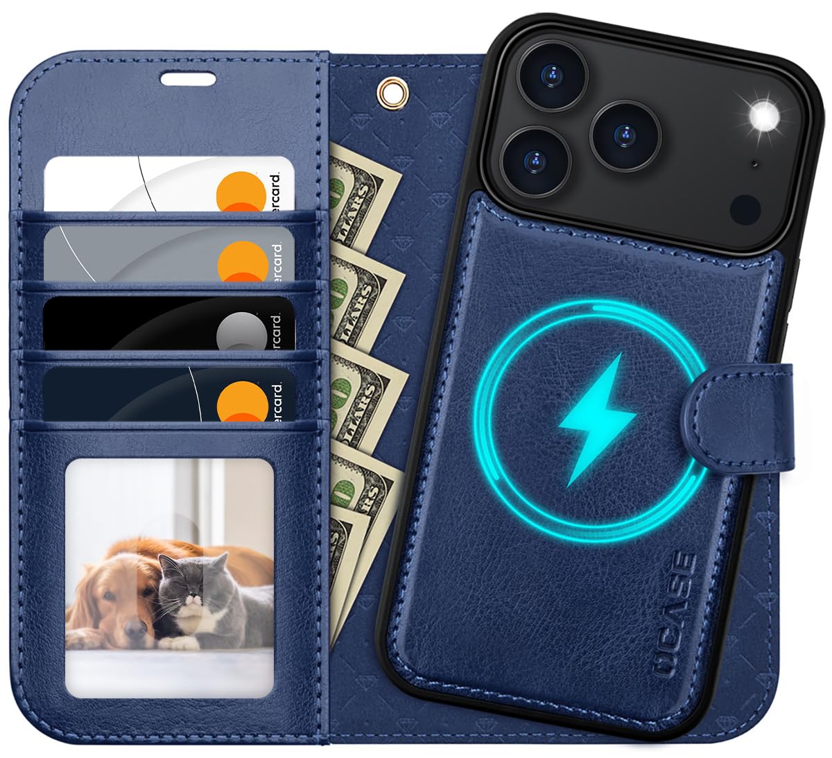 OCASE for iPhone 17 Pro Max Case, Detachable 2 in 1 PU Leather Wallet Case with RFID Blocking, Wireless Charging, Card Holders, Kickstand, Shockproof