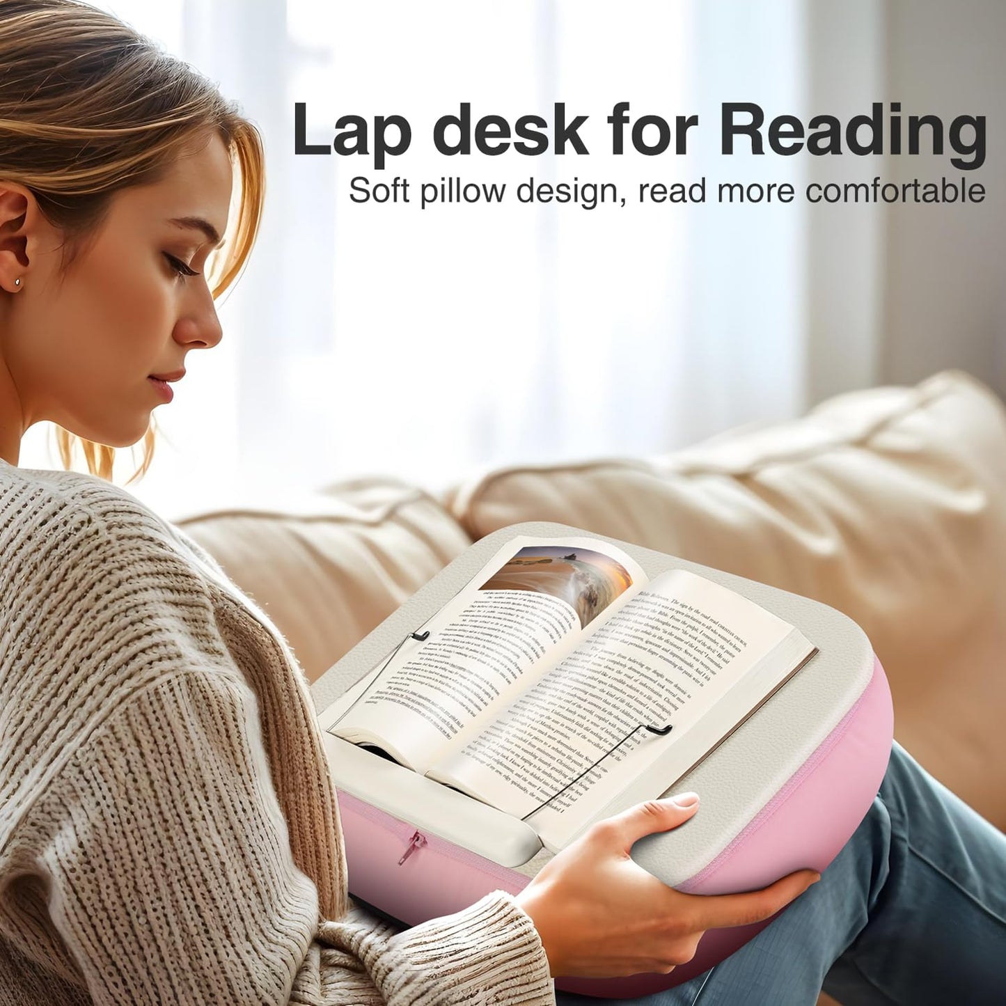 elitehood Bean Bag Laptop Lap Desk, Soft Cushion Stand for Book, Laptop, Tablet, Book Holder for Reading in Bed, Lap Pillow Desk Ideal for Working