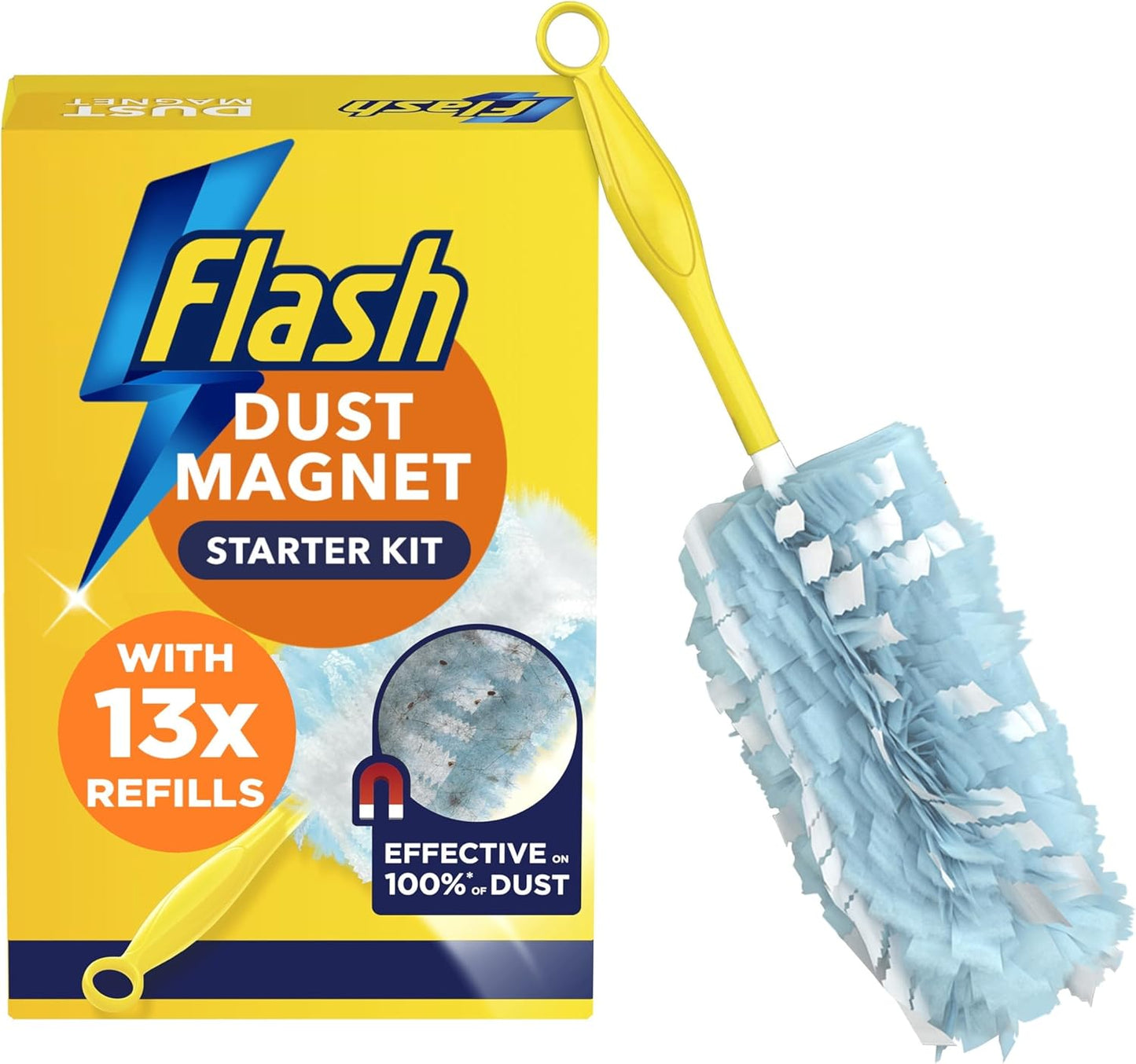 Flash Duster Dust Magnet Starter Kit (1 Handle + 13 Refills), slightly dented box