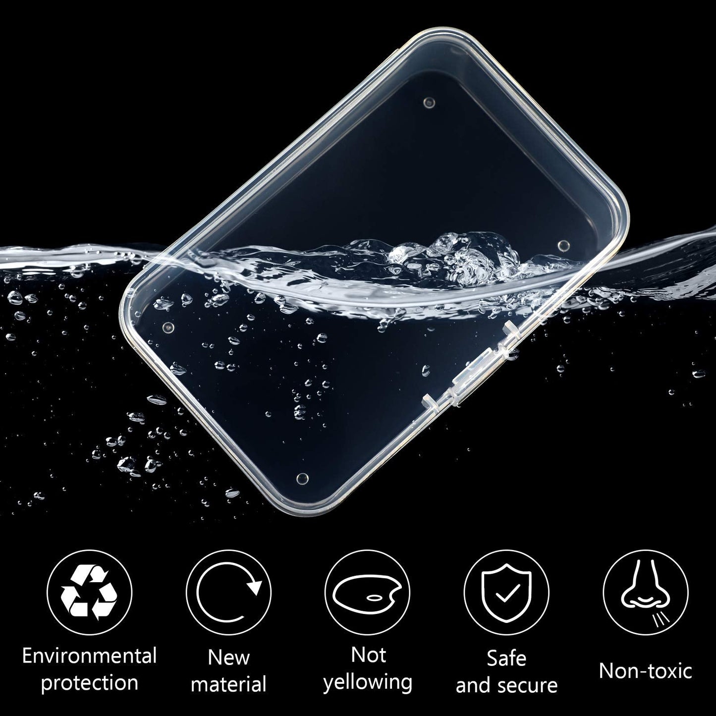 Jetec 6 Pieces Small Clear Plastic Storage Box,3.3 X 2.1 X 1 Inch