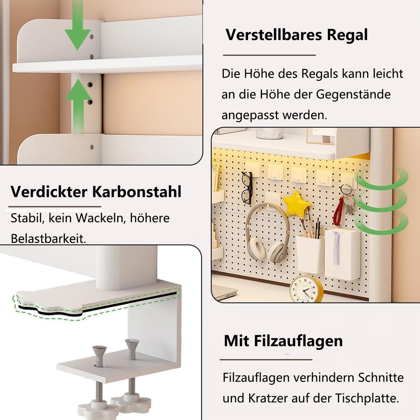 Qulamrdk Clip-on Desk Organiser for Clip-on Desk Shelf
