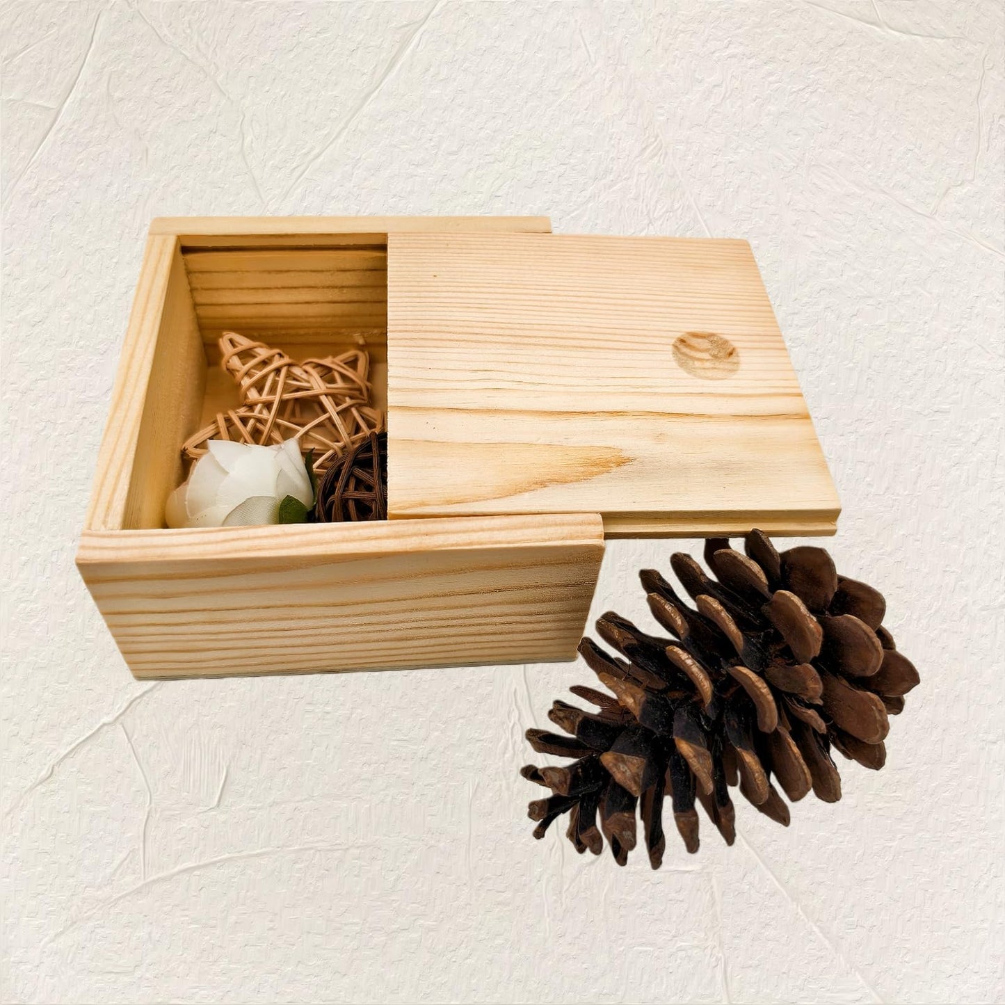 Anktily 2 Pack Unfinished Wood Storage Box with Slide Lid, Blank Natural Wood Box Case Container for Jewellery, DIY Arts & Crafts Hobbies