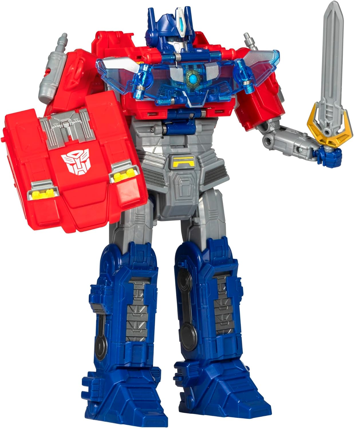 Transformers Power Flip Optimus Prime Action Figure, Used-very good, missing gold piece of sword, needs batteries, scruffy packaging