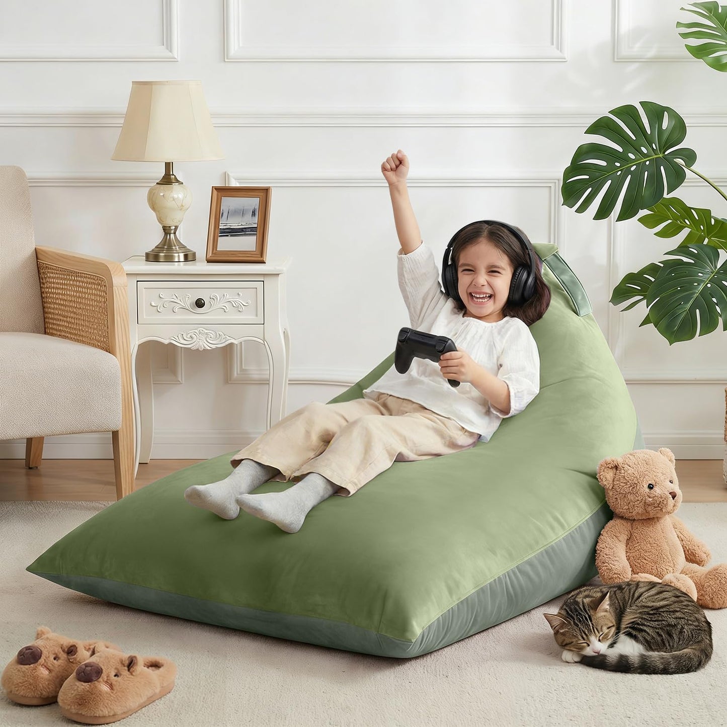 Nobildonna 4ft Bean Bag Chair Cover (No Filler) for Adults, 400L Extra Large Triangular Beanbag Chair Cover