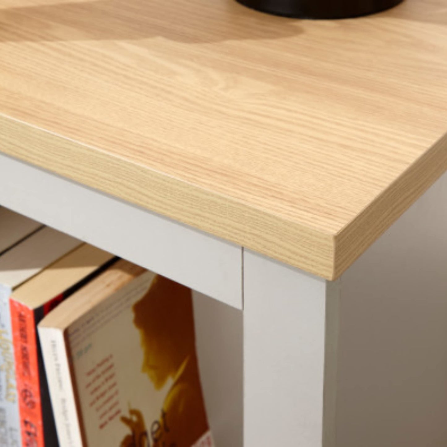 GFW Lancaster Grey and Oak Side Table with Shelf, Country Style Lamp Table, Living Room End Table with Storage Shelf