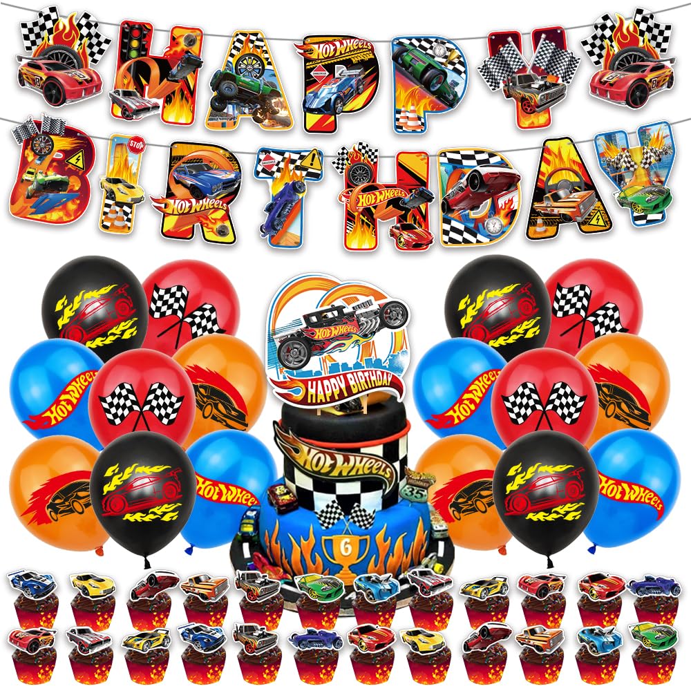 Hot Wheels Birthday Party Decorations Hot Wheels Party Supplies, Hot Wheels Banner, Hot Wheels Balloons, Hot Wheels Cake Toppers Cake Decorations