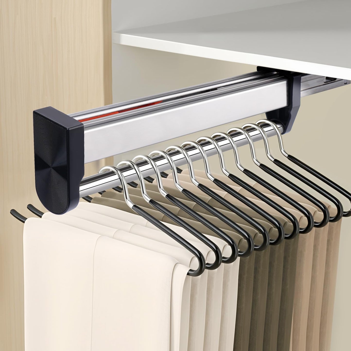Pull Out Clothes Rail, Stainless Steel Extendable Wardrobe Rail Hanger Rack