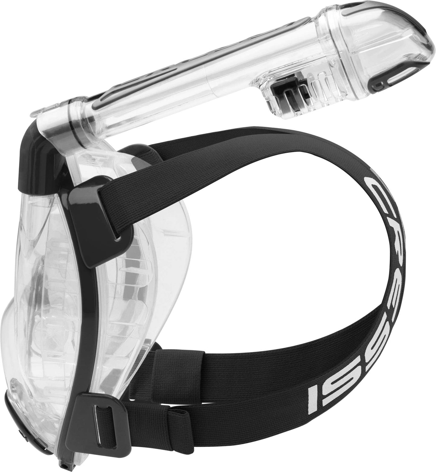 Cressi Duke Full Face Snorkel Dry Mask - Available in Standard Version or with Action Cam Holder, Adult Unisex,Clear/Black,M/L