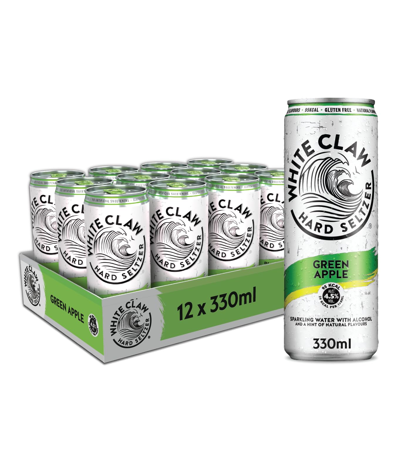 White Claw Hard Seltzer Green Apple 12 x 330ml Cans 4.5% ABV
