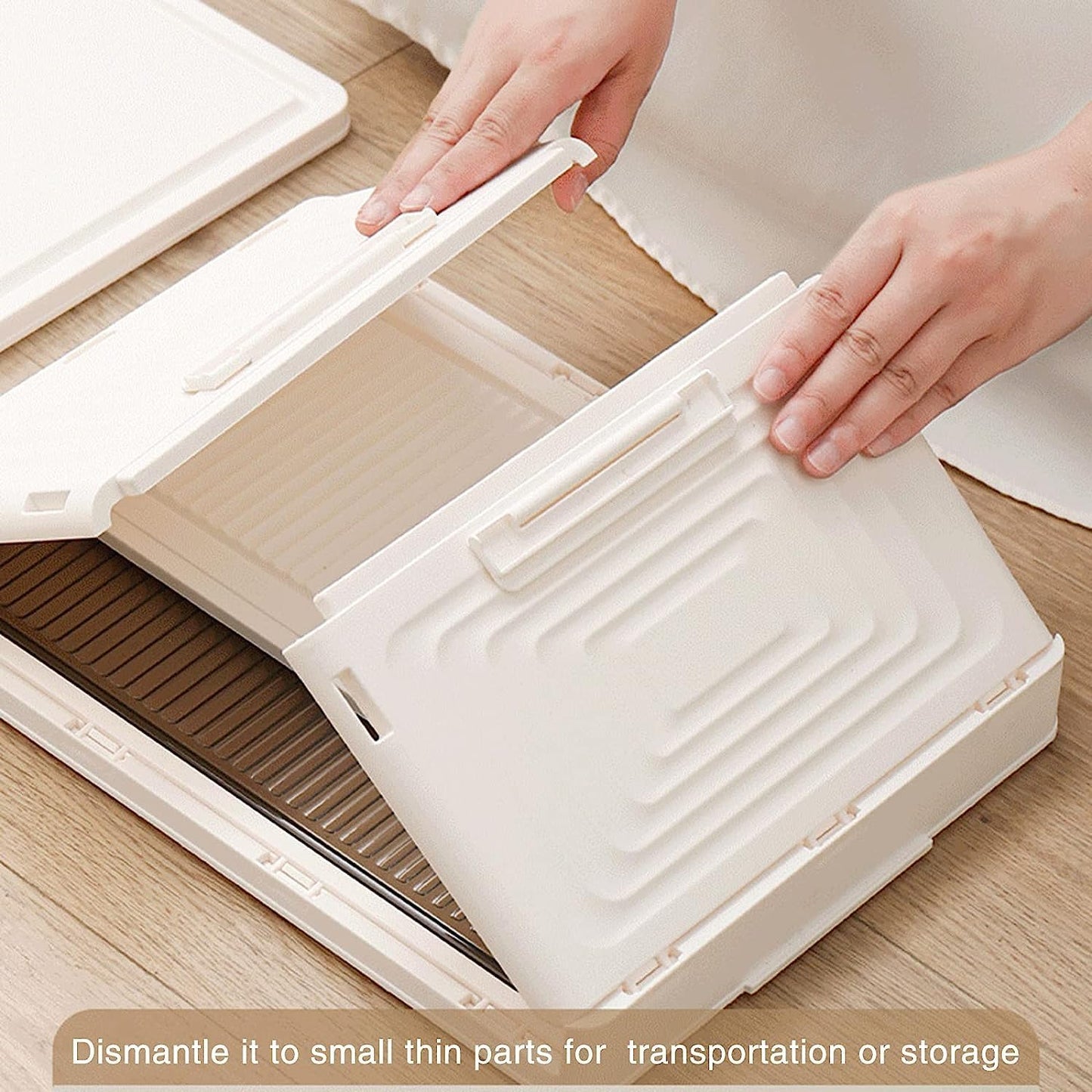Cozyswan Dustproof Storage Box Shelf Plastic Bedside Table on Wheels, White Cupboard Clothes/Shoes Storage Books/Toys/Snack Organizer Cart for Living