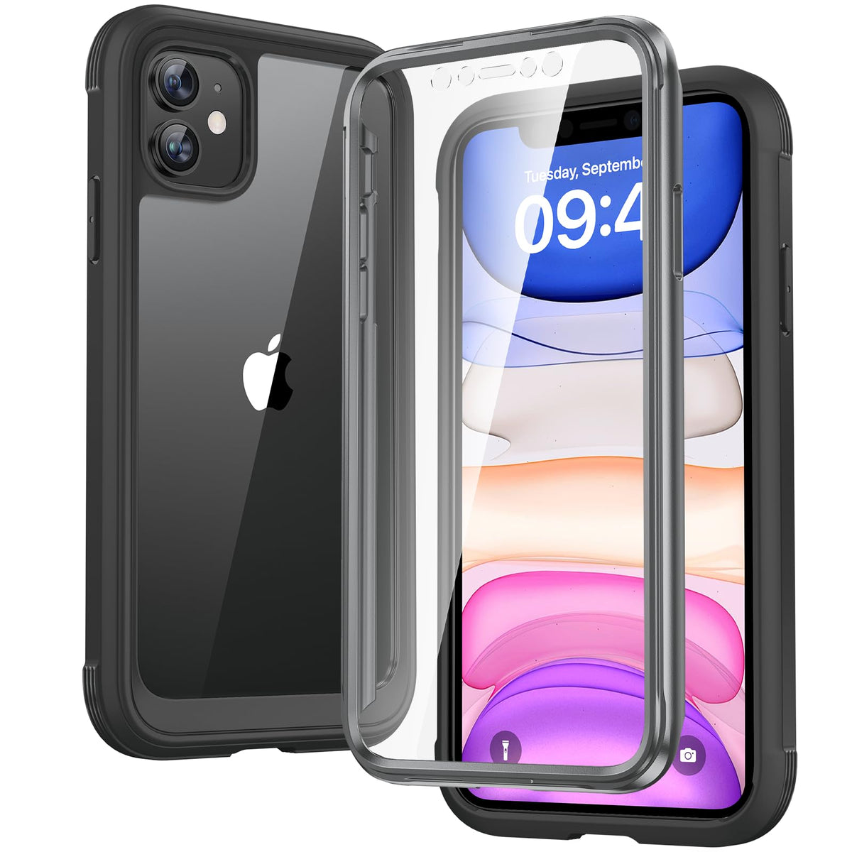 Diaclara iPhone 11 Case, 360? Full Body with Built-in Screen Protector Touch Sensitive, Clear Shockproof Soft Bumper Phone Case for iPhone 11 6.1" -