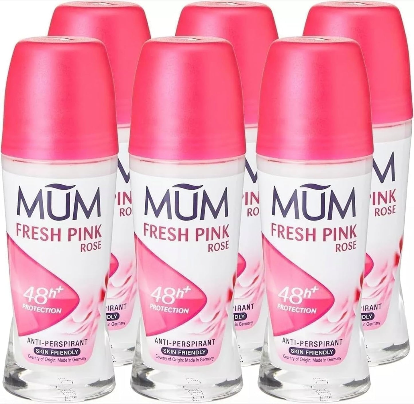 Mum Fresh Pink Rose Perfumed Roll On Deodorant, 48 Hours Plus Protection, Alcohol Free Womens Deodorant, Anti-Perspirant, Vegan, Sustainable Glass