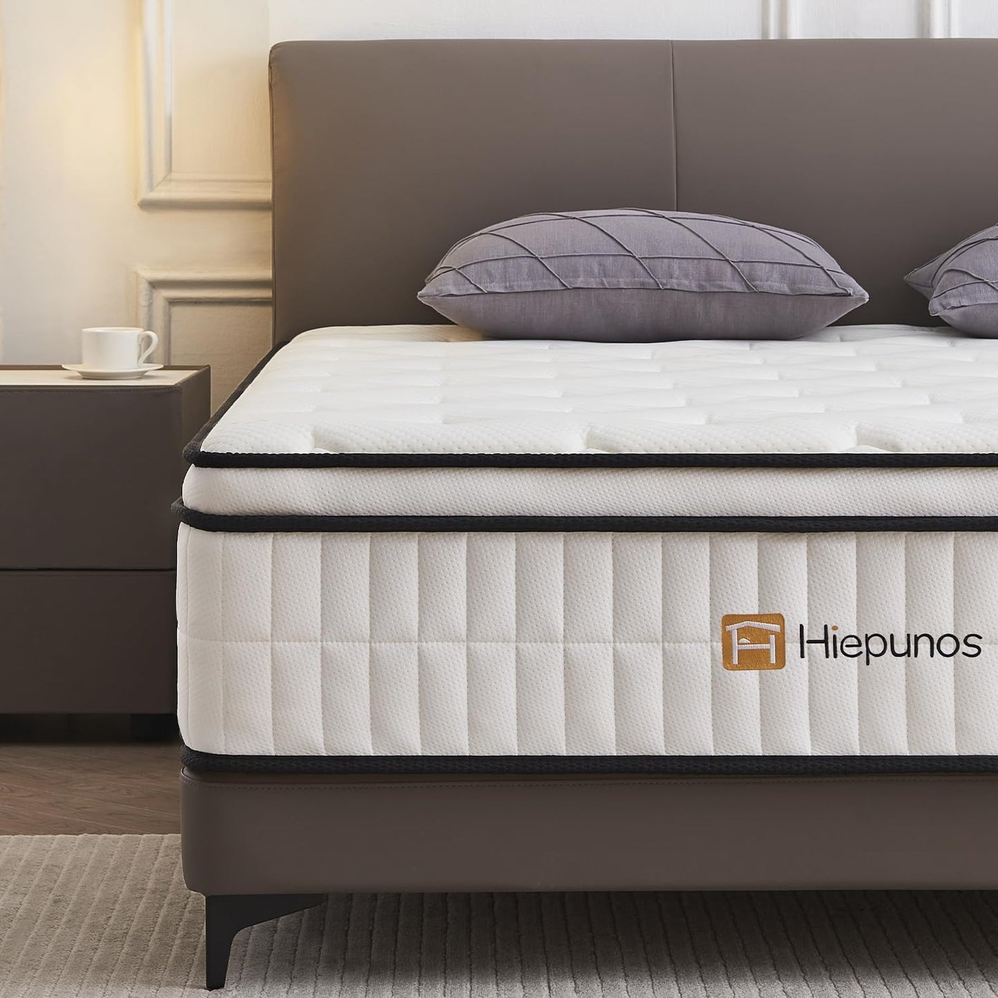 Hiepunos 5FT King Size Mattress, 10.2 INCH King Memory Foam Sprung Mattress Medium Firm,Comfortable Sleep for Back Pain Relief and Heavy