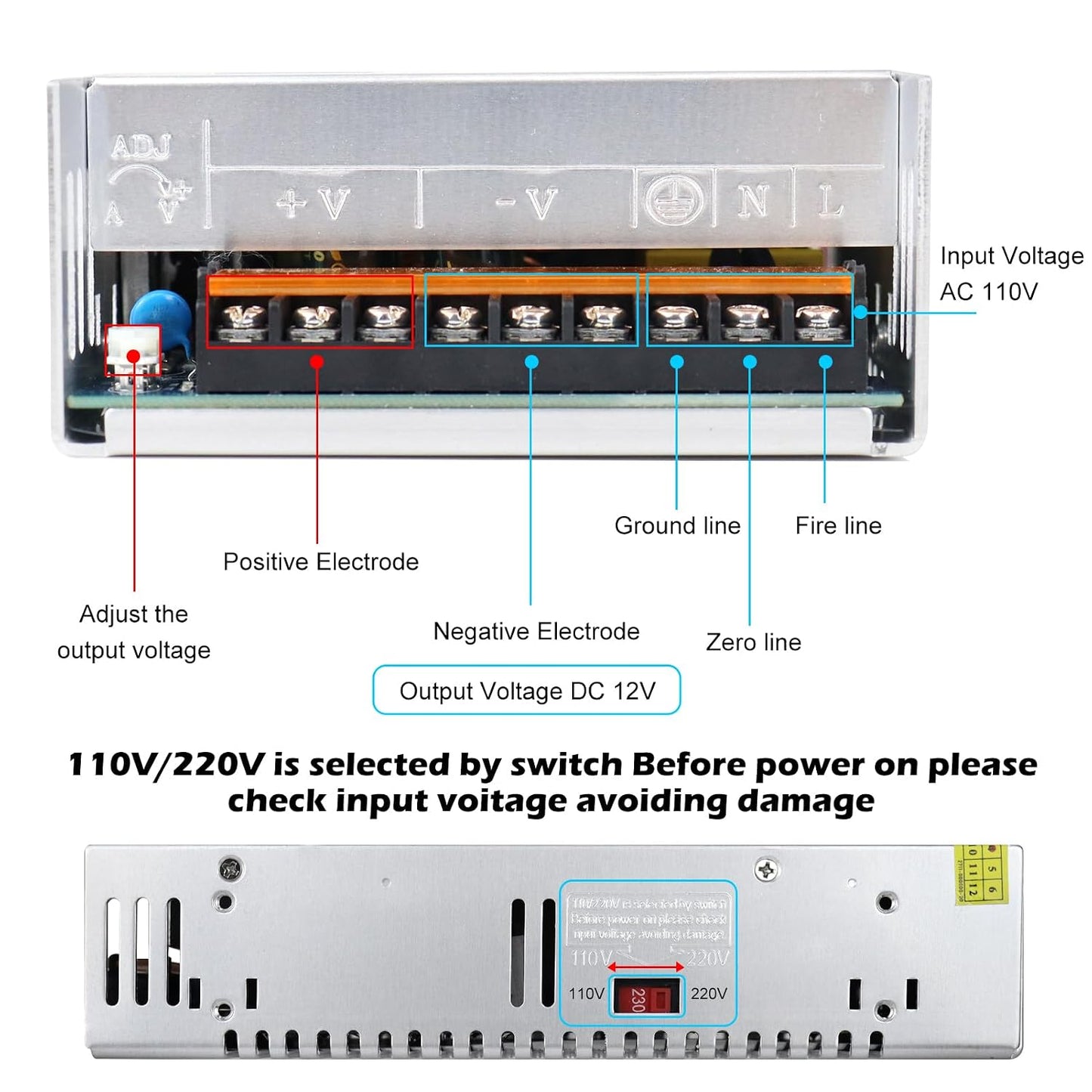inShareplus 12V 50A 600W, DC Universal Regulated Switching Power Supply, Converter AC 110/220V to DC 12 Volt LED Driver, Transformer, Adapter for LED Strip Light, 3D Printer, Radio, Computer Project