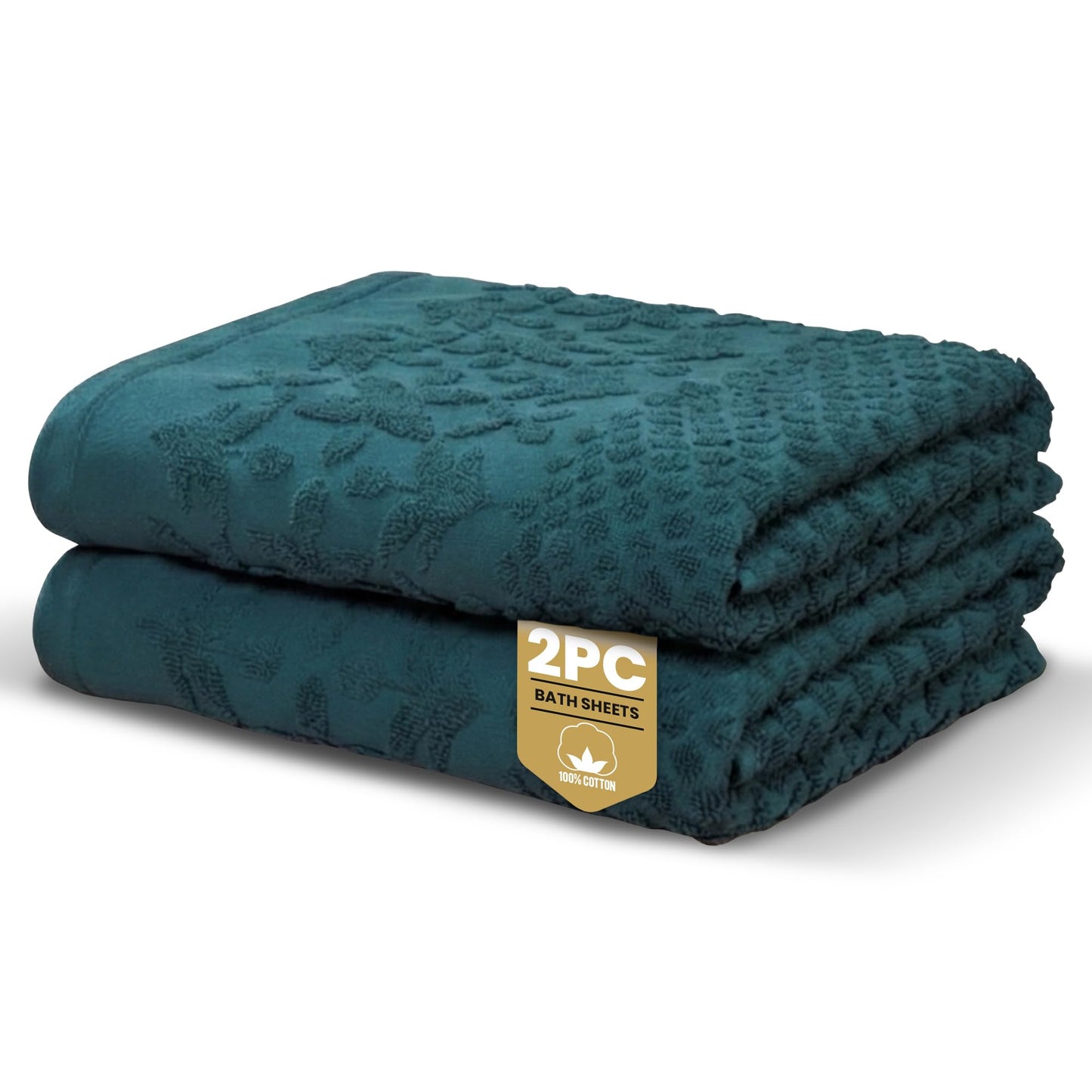 Rapport Home Versailles Jacquard Bath Sheets 2 Pack | Lagoon 90x140cm | Luxurious 500GSM 100% Cotton