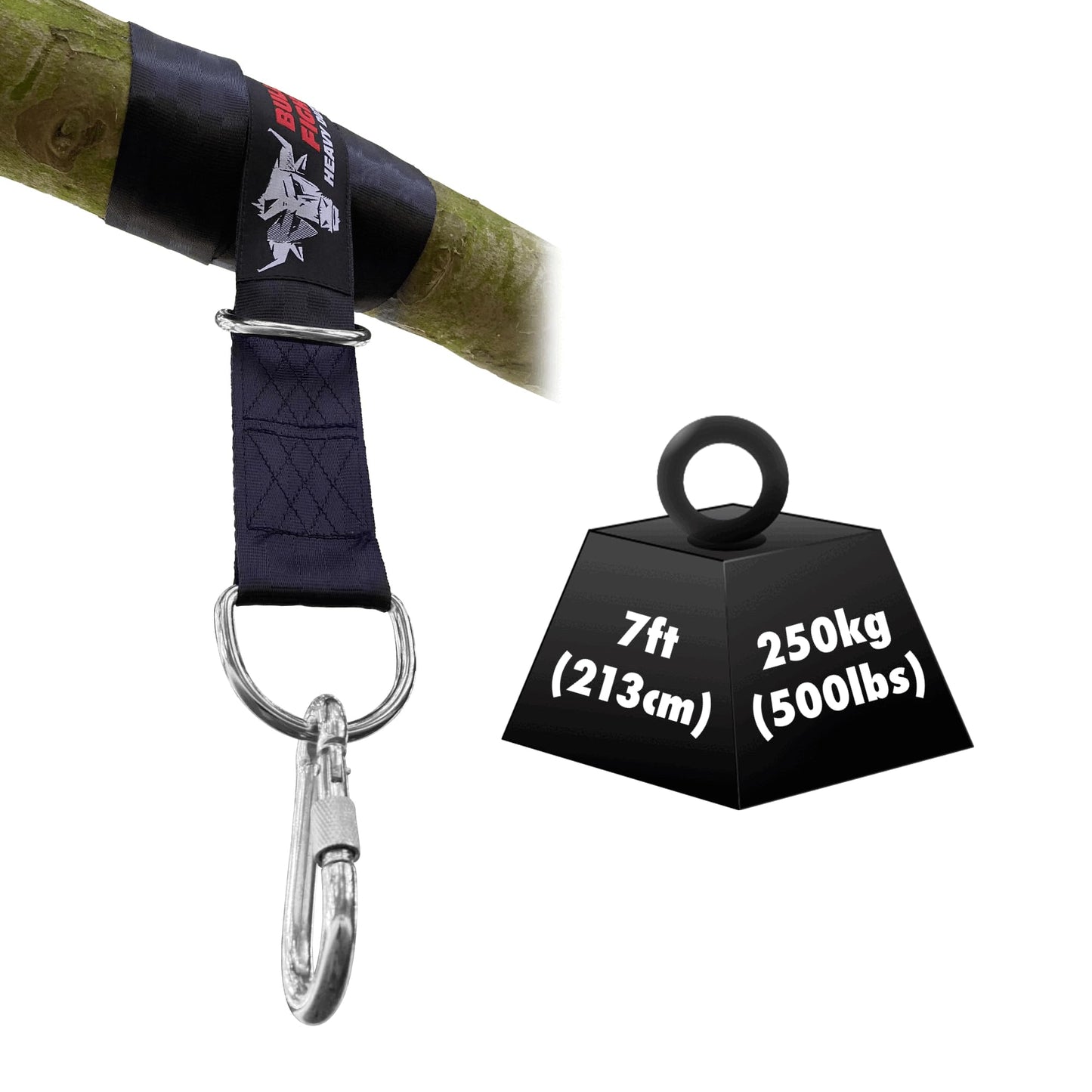 BULL DOZA FIGHT WEAR Boxing Punch Bag Strap/Sling ? Heavy Duty Bag Hanger with 9mm Steel Screw Lock Carabiner - 500lbs Bag Holding Capacity Strap