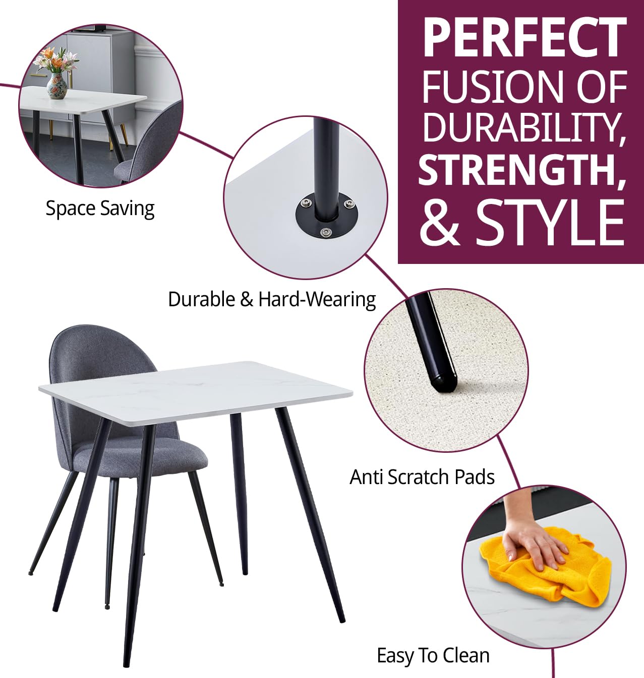 Hallowood Furniture Cullompton Small Kitchen Table and Chairs Set 2 80x60cm