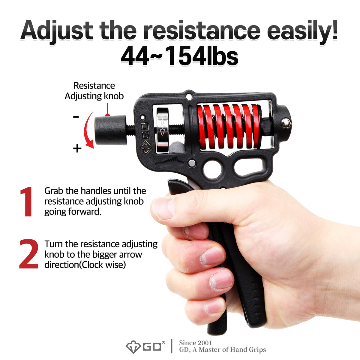 GD GRIP ULTRA-70 Hand Grip Strengthener (Adjustable Resistance: 44~154 lbs) Hand Strength Trainer Wrist and Forearm Exerciser Hand grippers Hand grips