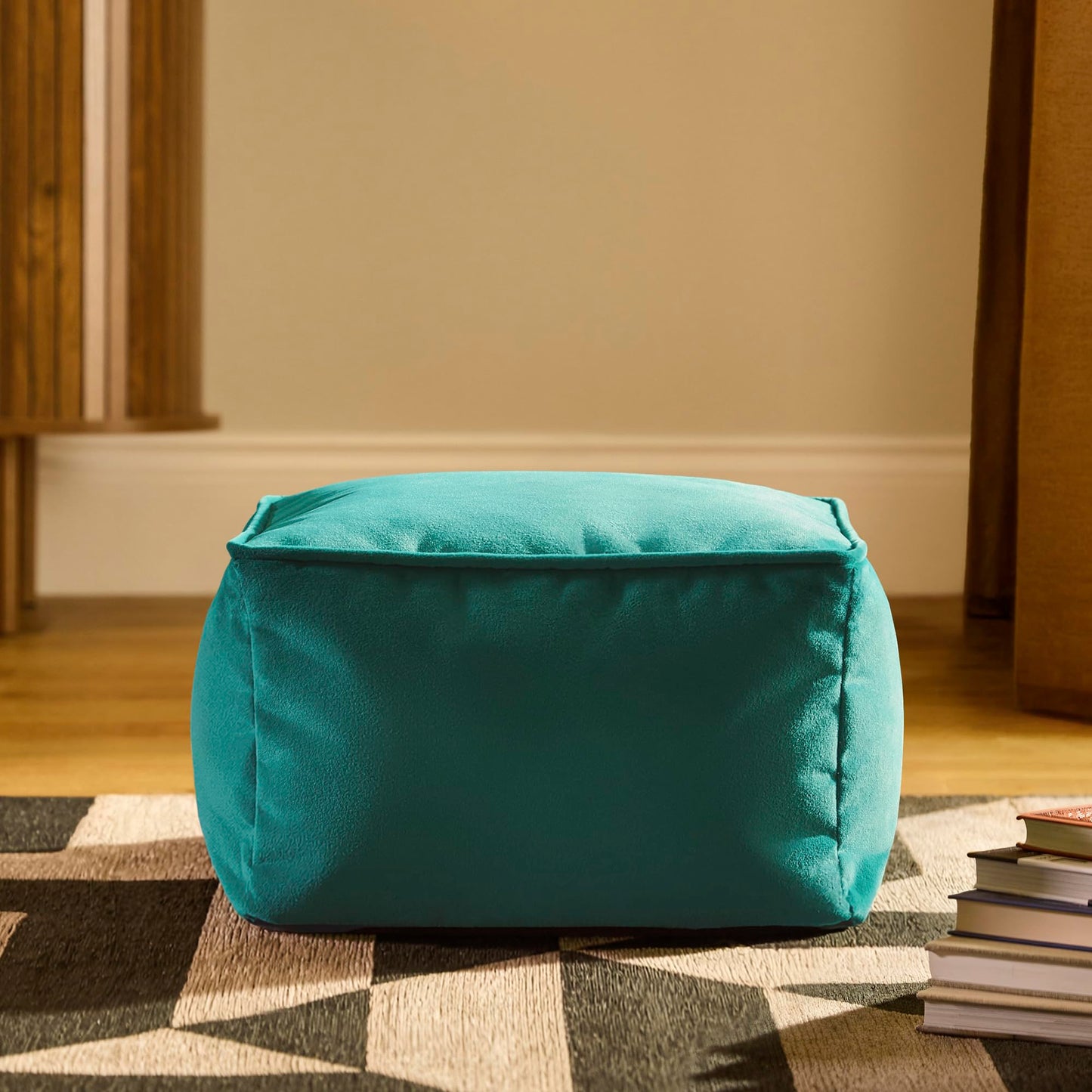 icon Amara Velvet Small Bean Bag Footstool with Filling Included, Teal