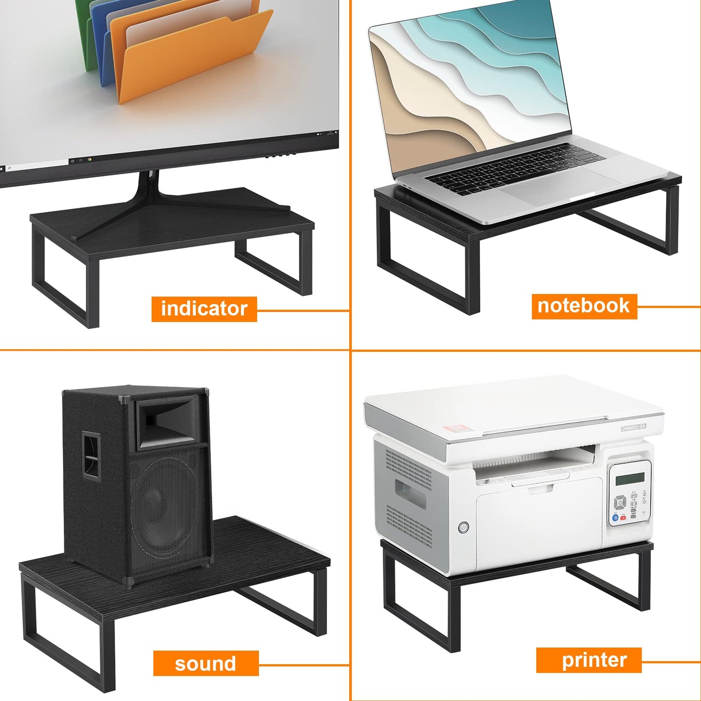 UOMIO Retro Wooden Monitors Stands for Desk Set of 2 Computer Screen Stands Ergonomic Laptop Heightening Stand for Desk Space Saver 40 x 25 x 12.5 cm