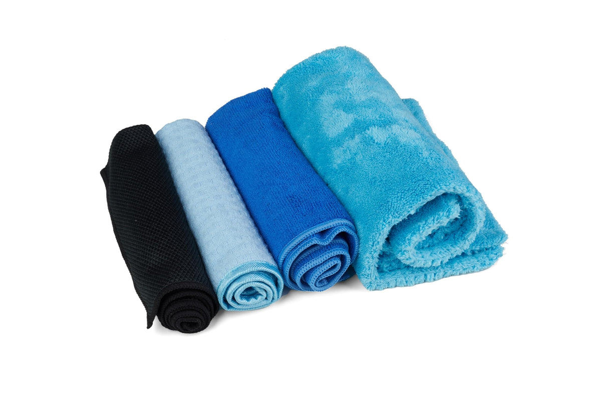 Kavalier ProClean Everyday Essentials Set: 4-Piece Microfiber Towel Collection for Streak-Free Glass & Detail Cleaning - 41x41cm - 280-500 GSM