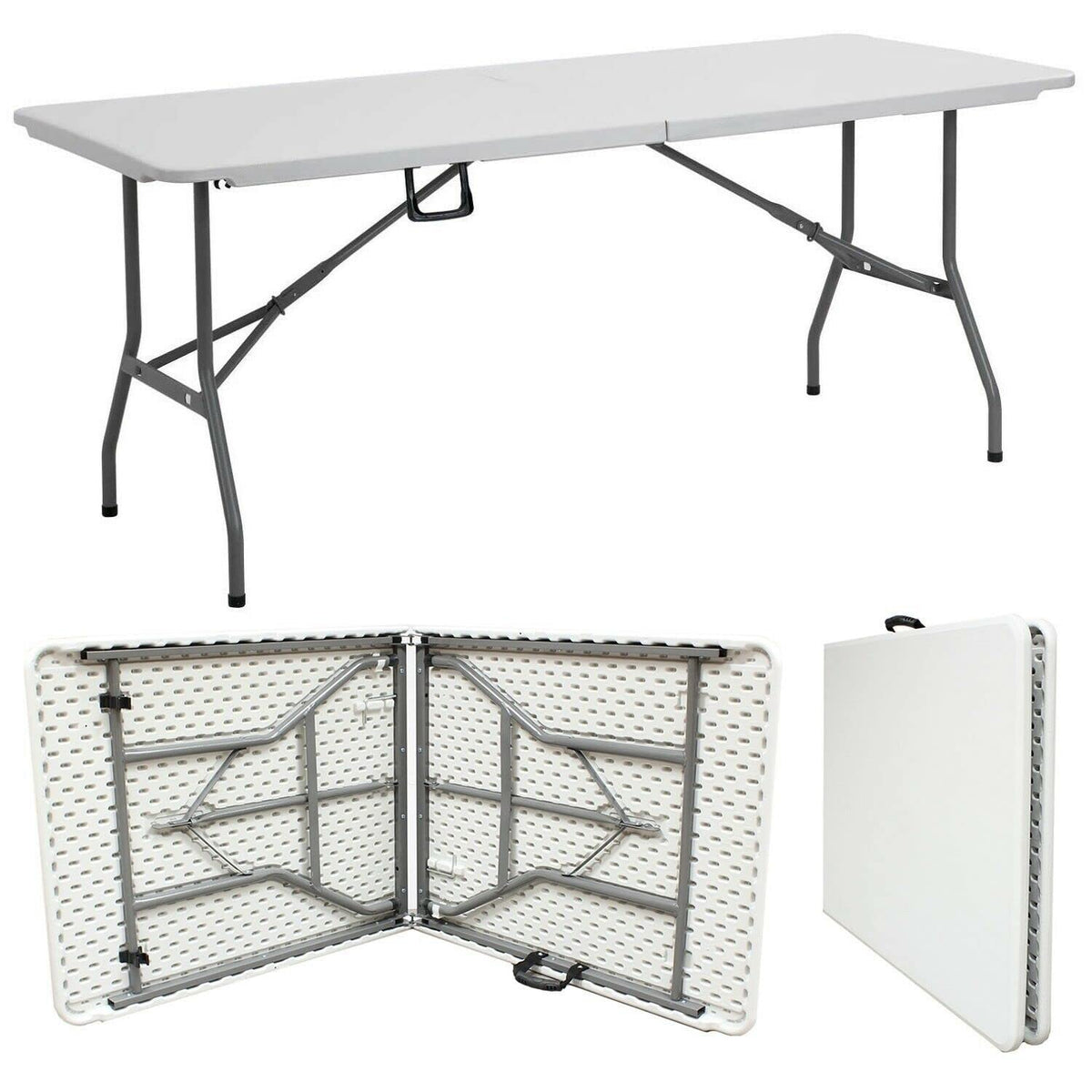 BuildRapido 6ft Folding Heavy Duty Trestle for Outdoor BBQ Picnic Party Garden Tables, White, 180 x 70 x 74 cm, BRF001