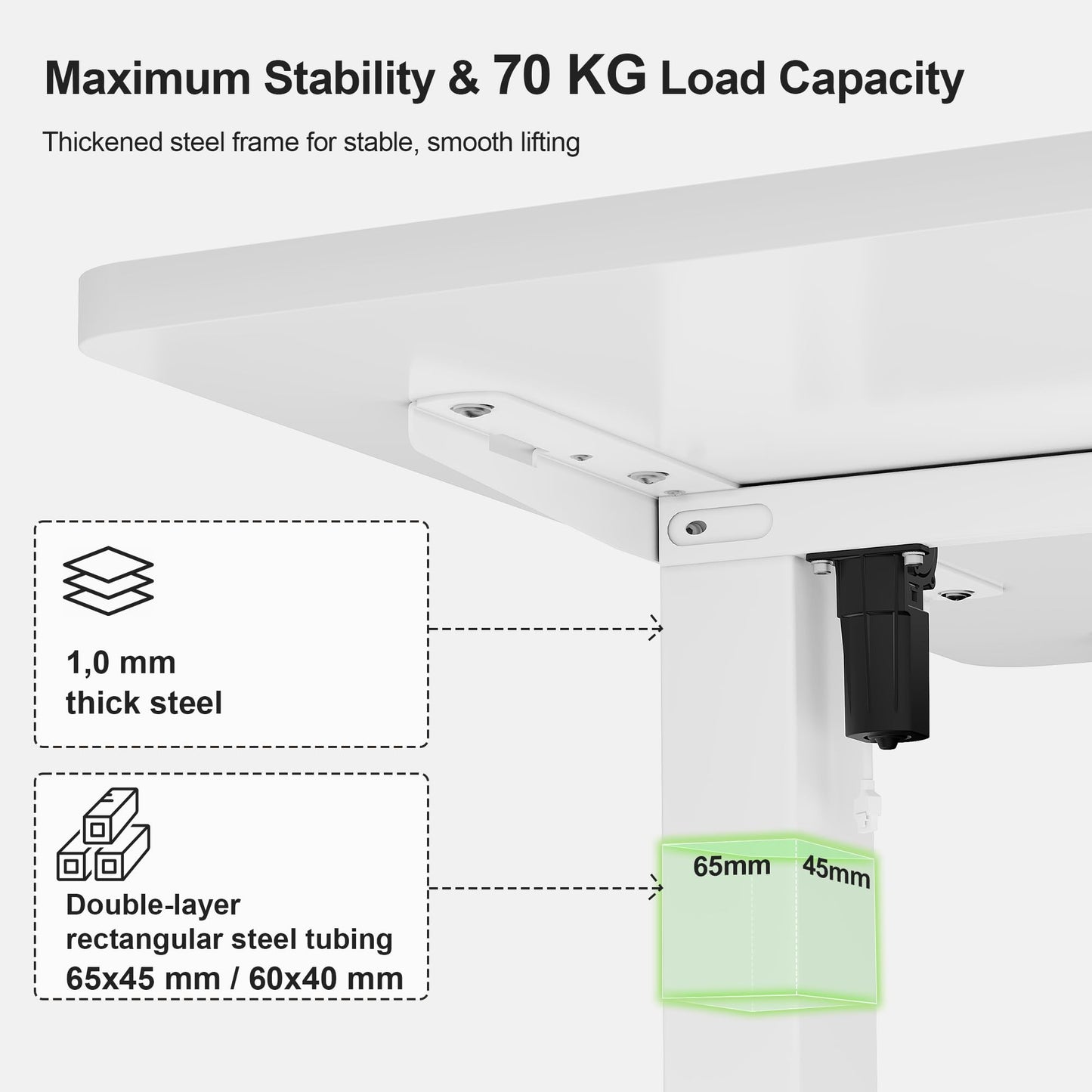 JUMMICO Electric Standing Desk 120x60cm – Height Adjustable with USB Charging, Sedentary Reminder, Memory Heights for Home Office Use, White