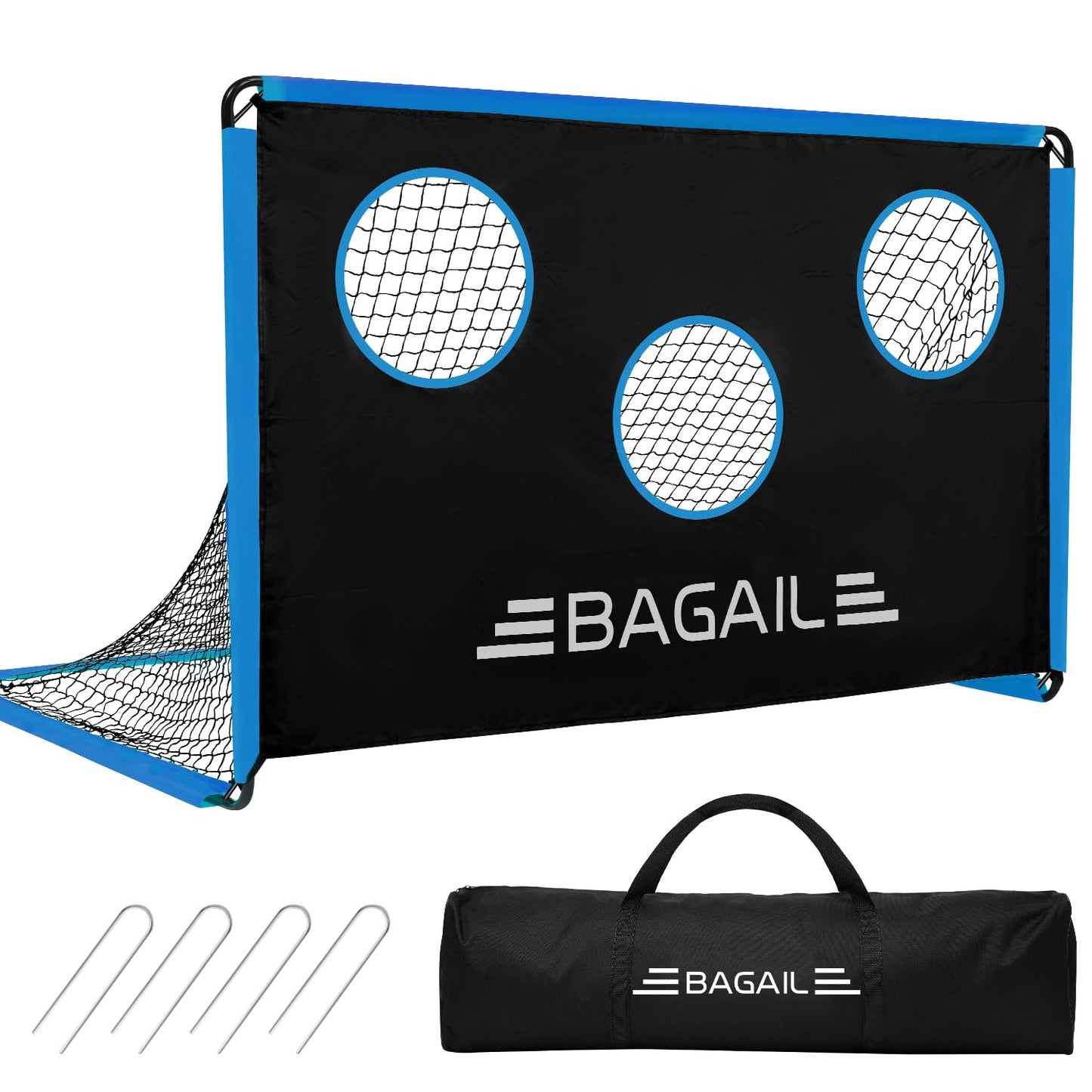 BAGAIL Soccer Goal with Target, 2-In-1 Designed, Football Goal, Portable Carry Bag, Easy to Set up, Ideal for Garden Shooting Training and