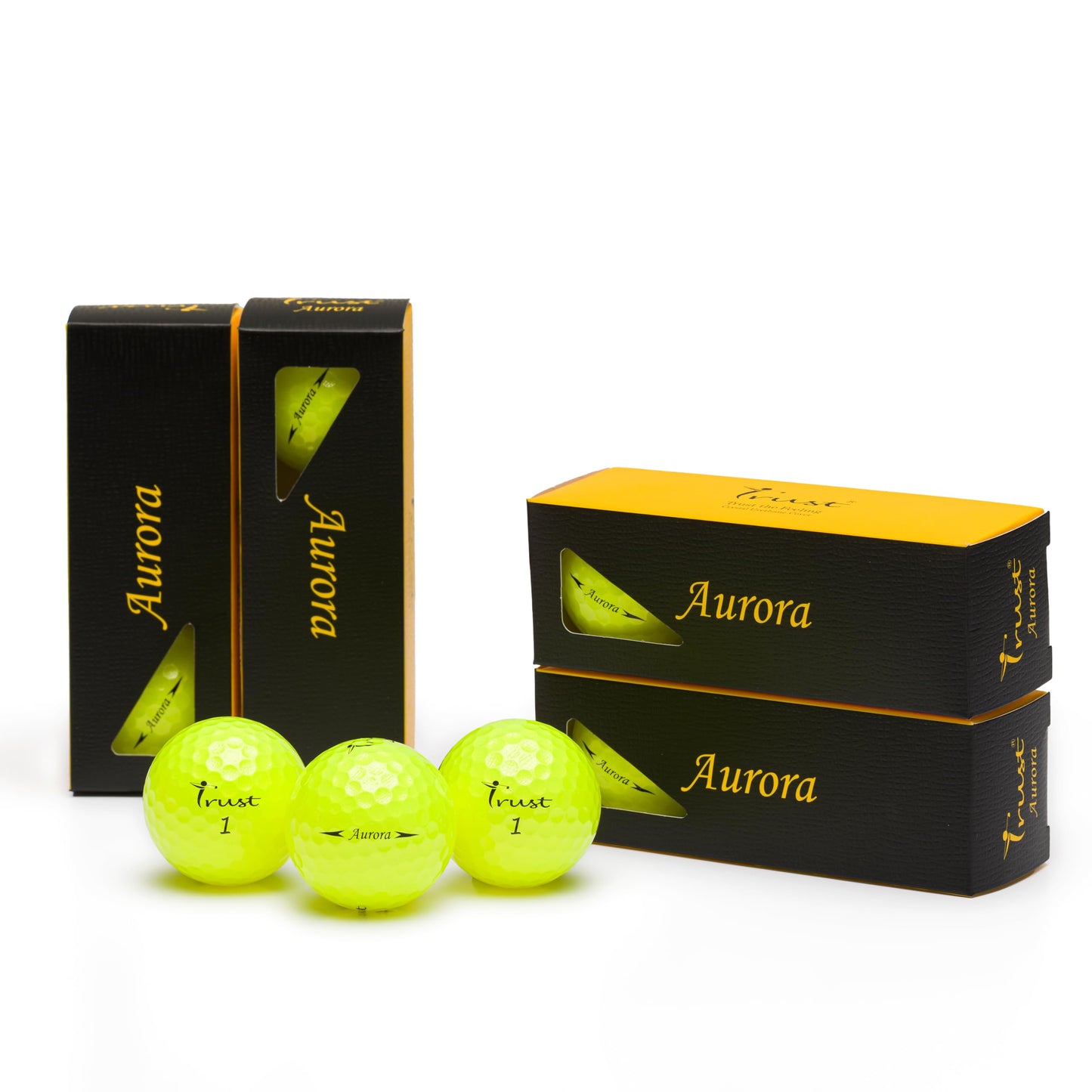 Trust Aurora Yellow Crystal 3-Piece Urethane Golf Ball, K9 Dynamic Core, Soft Feeling, Easy to Spot (Yellow, 1 Dozen)