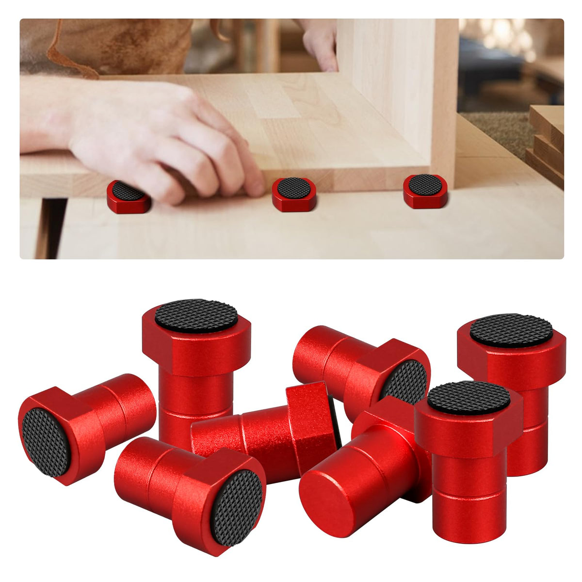 cimsfcor 8 Pcs Bench Dogs Aluminum Alloy, 20mm Bench Dogs for Woodworking with Non-Slip Pad for T-Track Woodworking Table Workbench Positioning