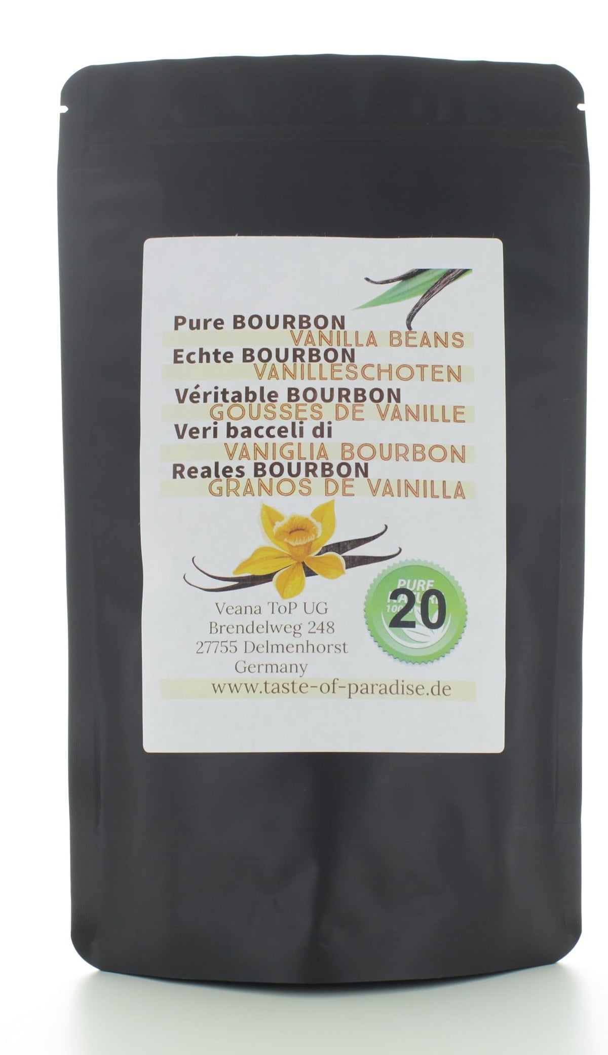 Bourbon Vanilla Pods (20 Pieces - 12-13 cm) 100% Natural from Madagascar - Grade A Gourmet Vanillapods
