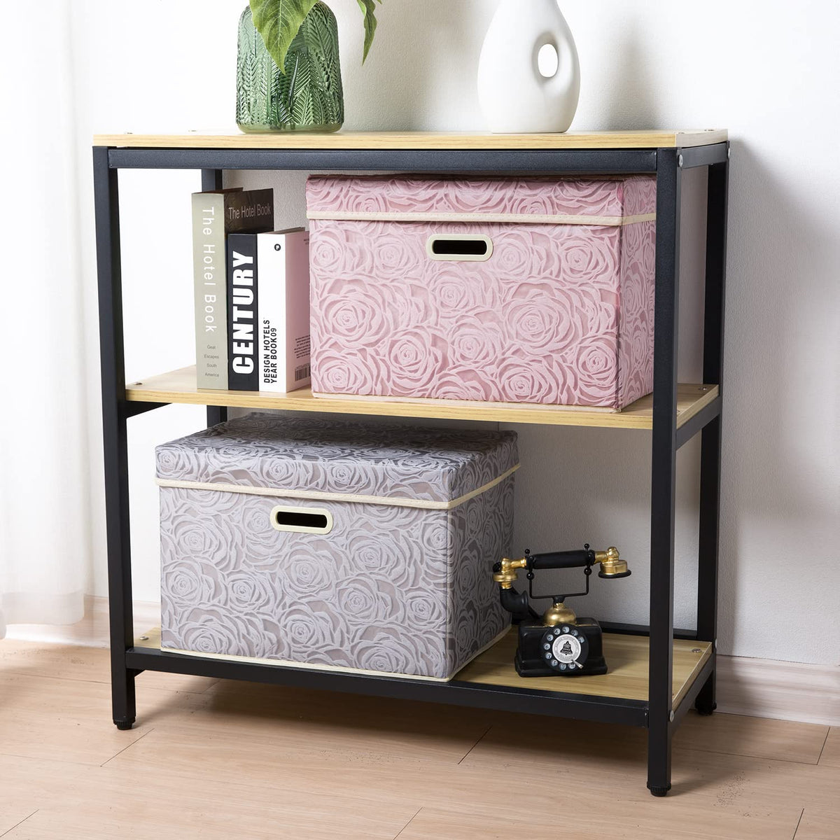 Storage Boxes with Lids Large.Rose Pattern Fabric Decorative Storage Box, Really Useful Box,Clothing Storage,Cubes