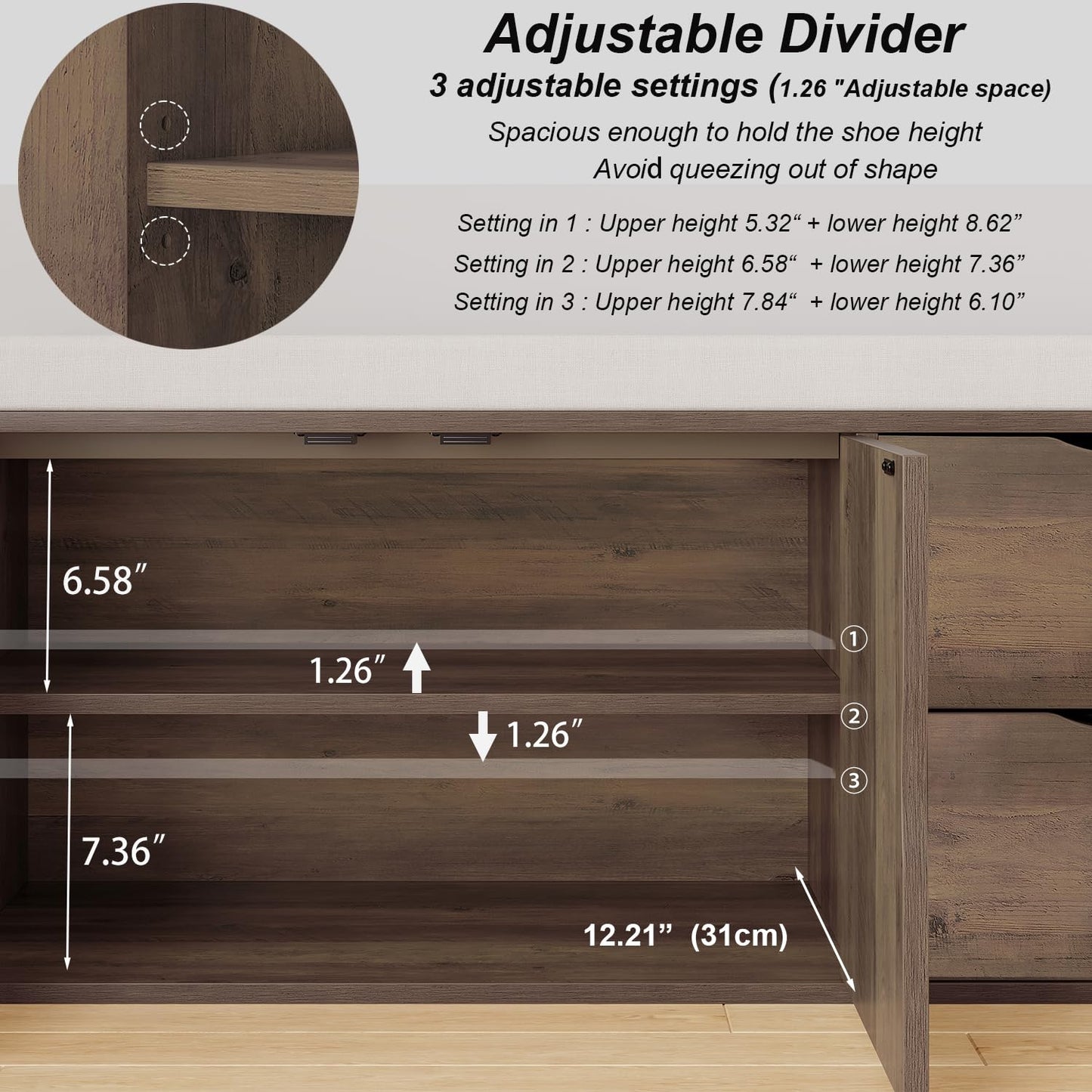 LVB Entryway Bench with Storage, 100 CM Storage Bench with Padded Cushioned Seat, Farmhouse Shoe Bench with 2 Drawers Cabinet Shelf