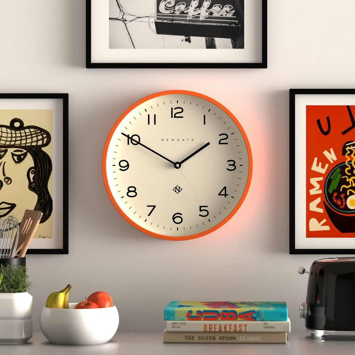 NEWGATE Echo Number Three Modern Wall Clock Wall Clocks - Round Clock - Kitchen Clock - Clocks for Living Room - Office Clock - Contemporary Case -