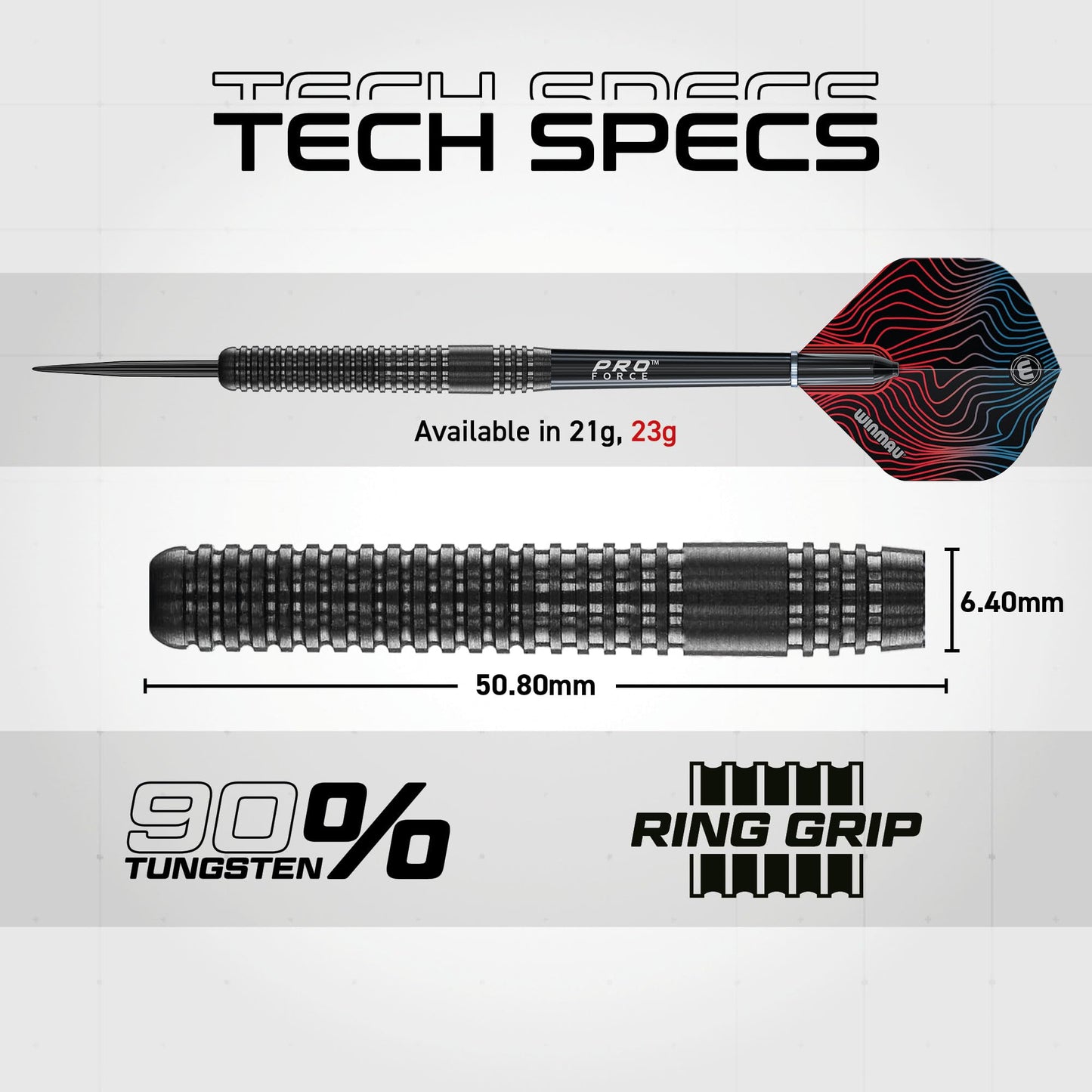 WINMAU Solaris Pro Specialist Tungsten 23 Gram Steel Tip Darts Set with Flights and Shafts (Stems)