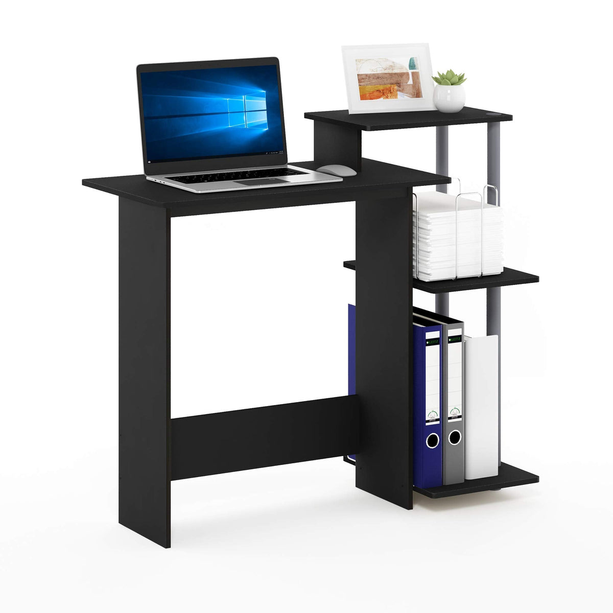 Furinno Efficient Home Laptop Notebook Computer Desk, Study Desk, Writing Desk, Black/Grey